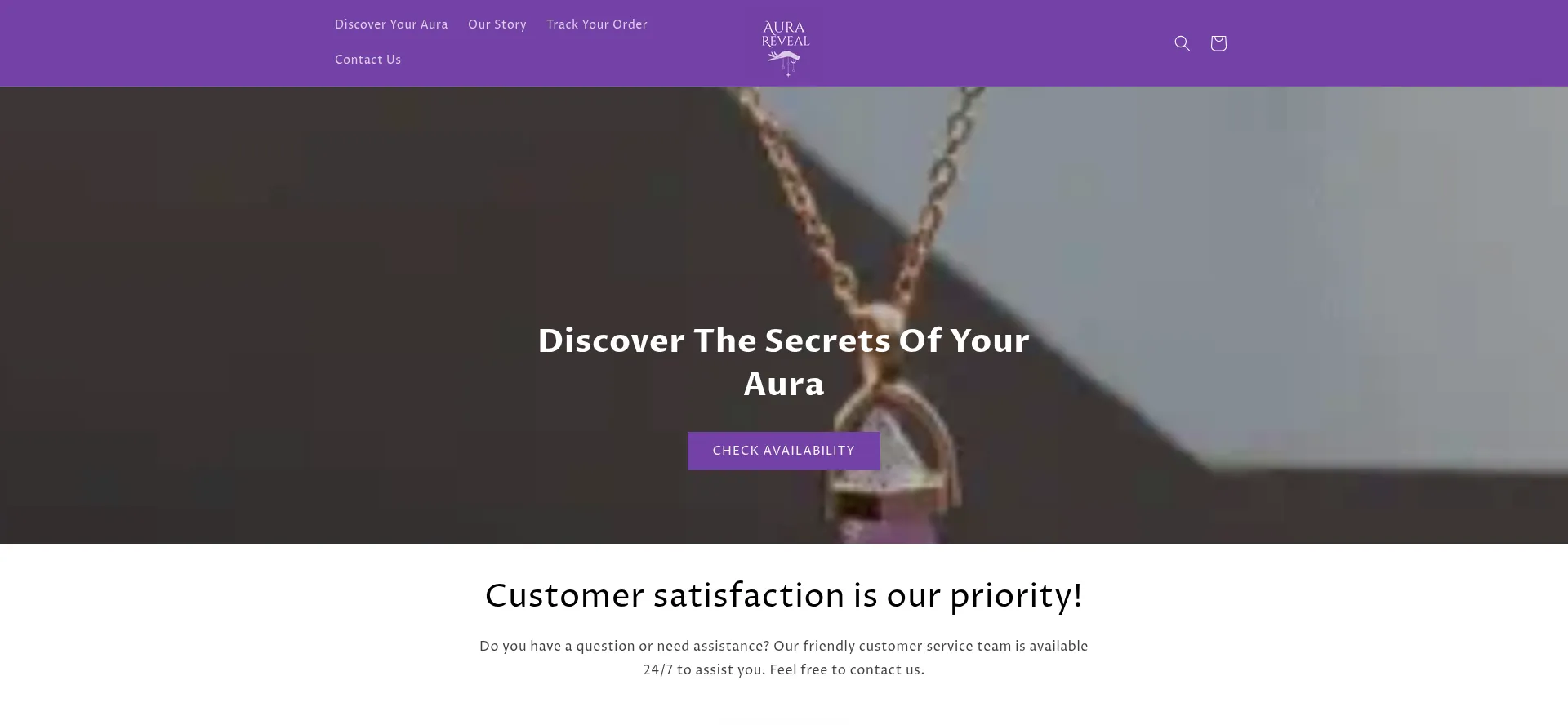 Website screenshot of Aurareveal.com