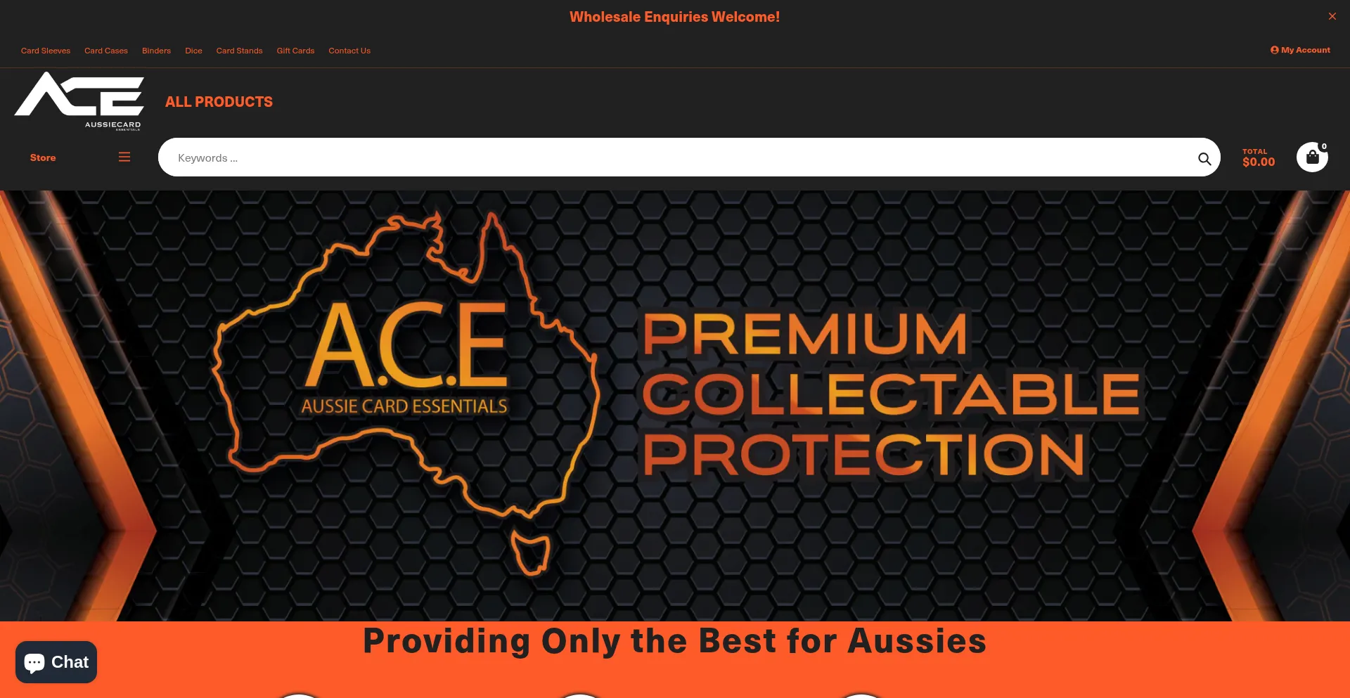 Website screenshot of Aussiecardessentials.com.au