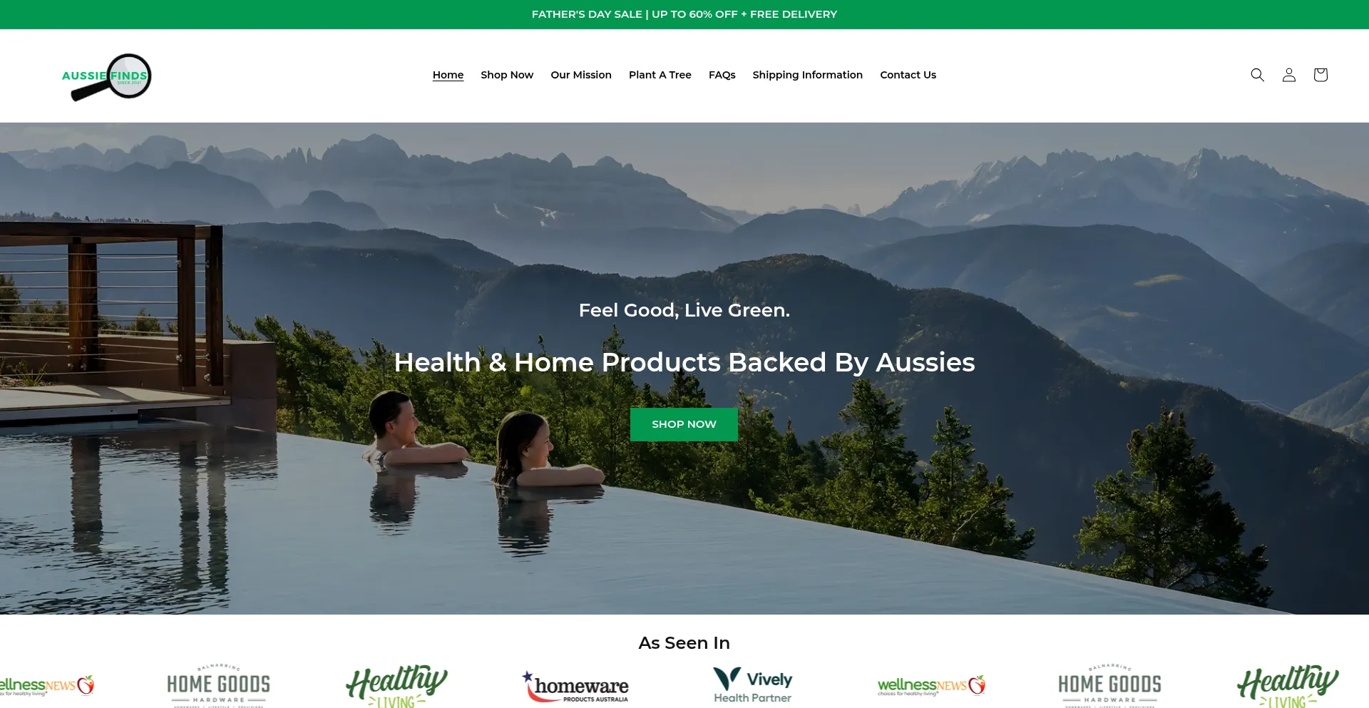 Website screenshot of Aussiefinds.com.au