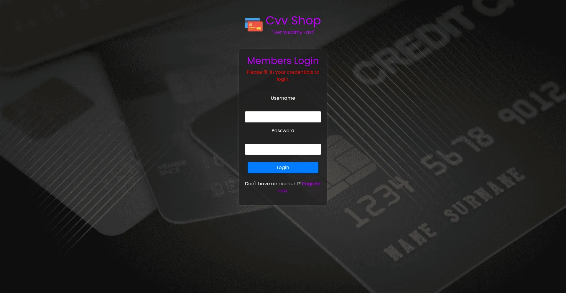 Website screenshot of Authorizedcvvdumps.mp