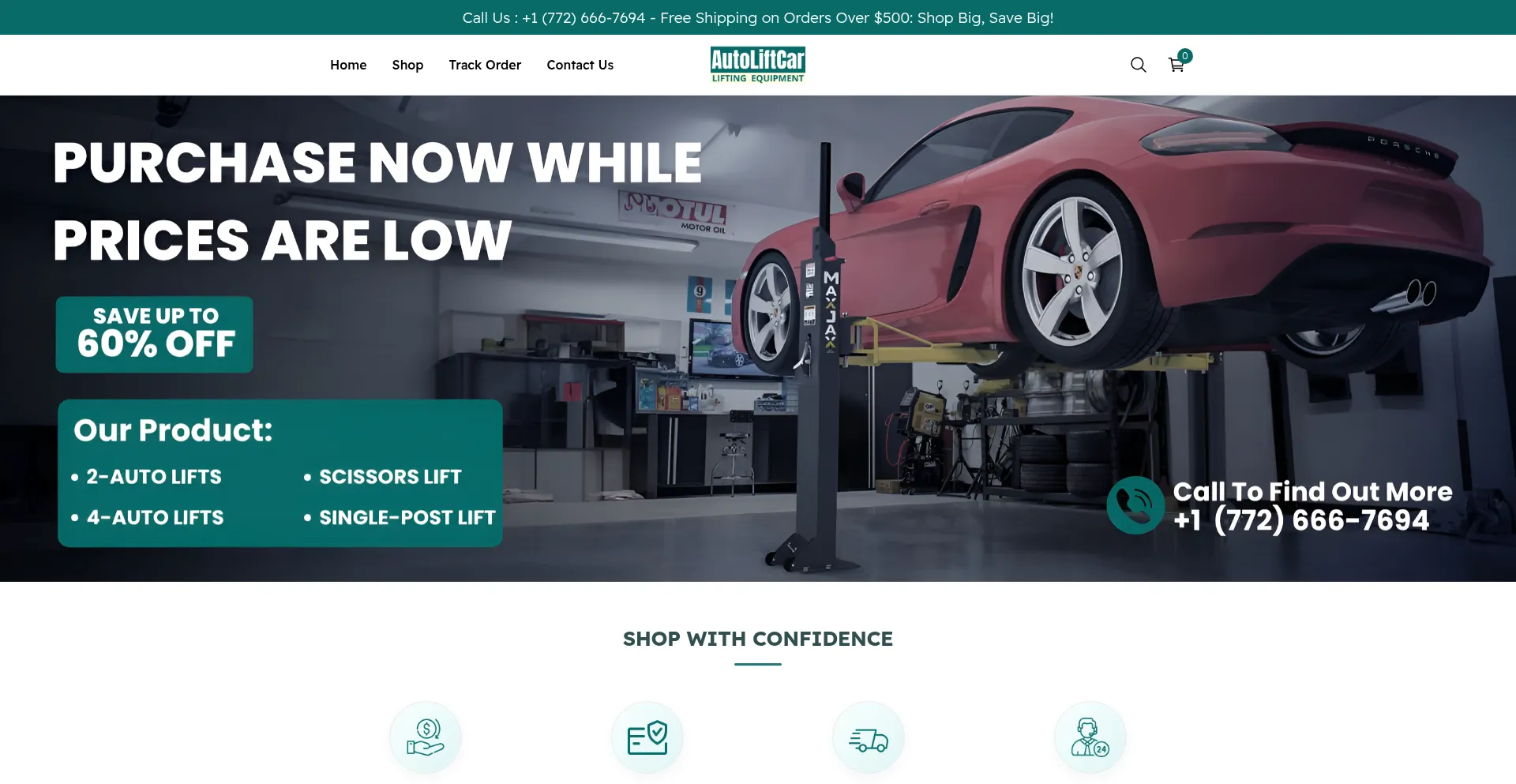 Website screenshot of Autoliftcar.com