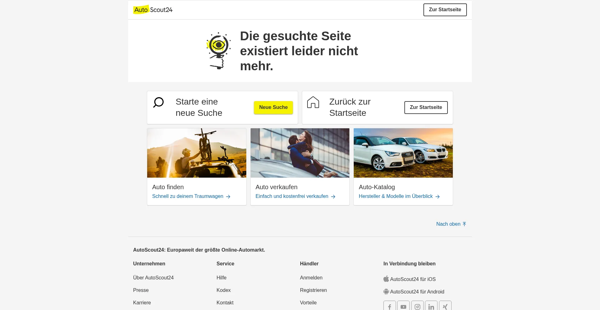 Website screenshot of Autoscout24.de