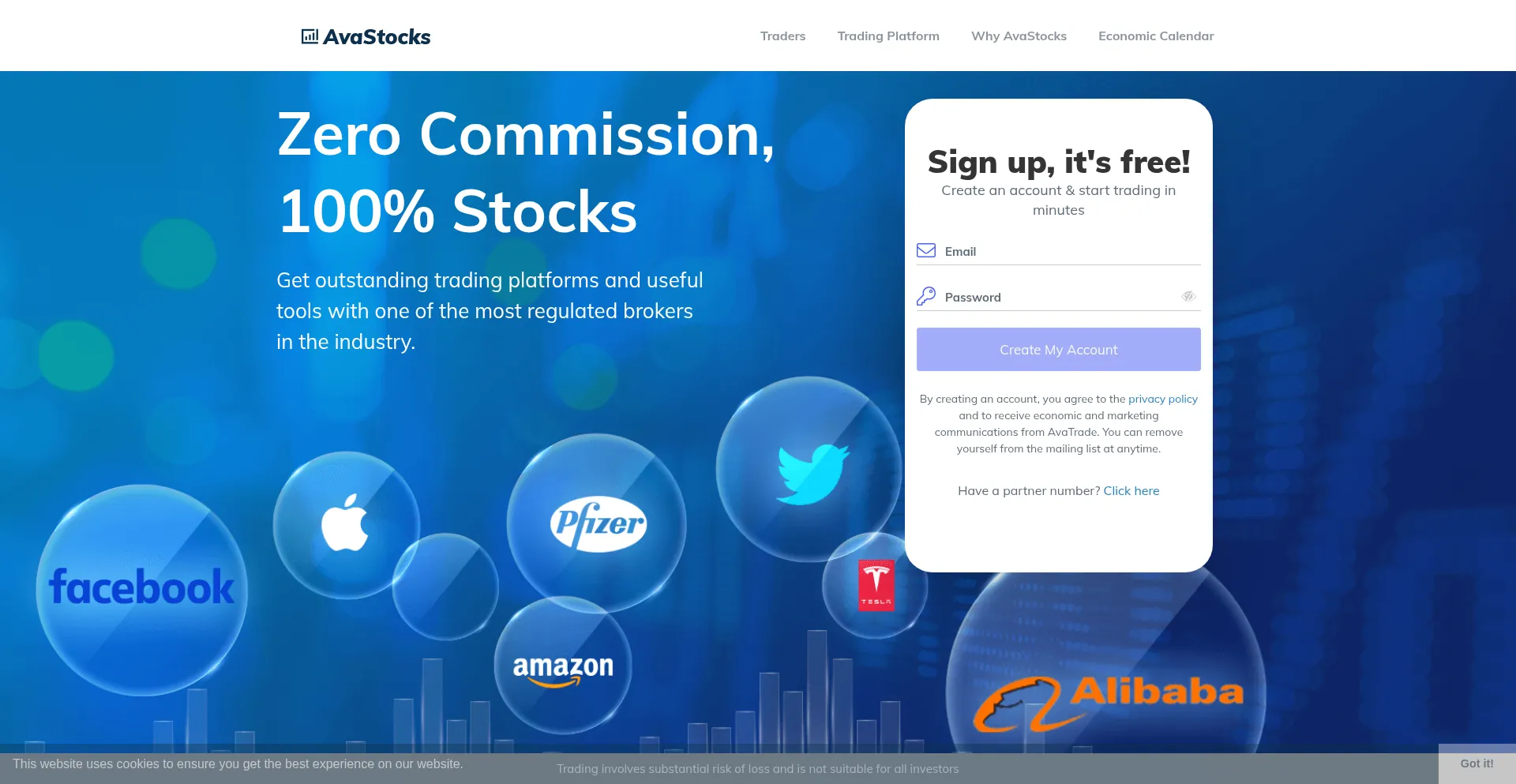Website screenshot of Ava-stocks.com