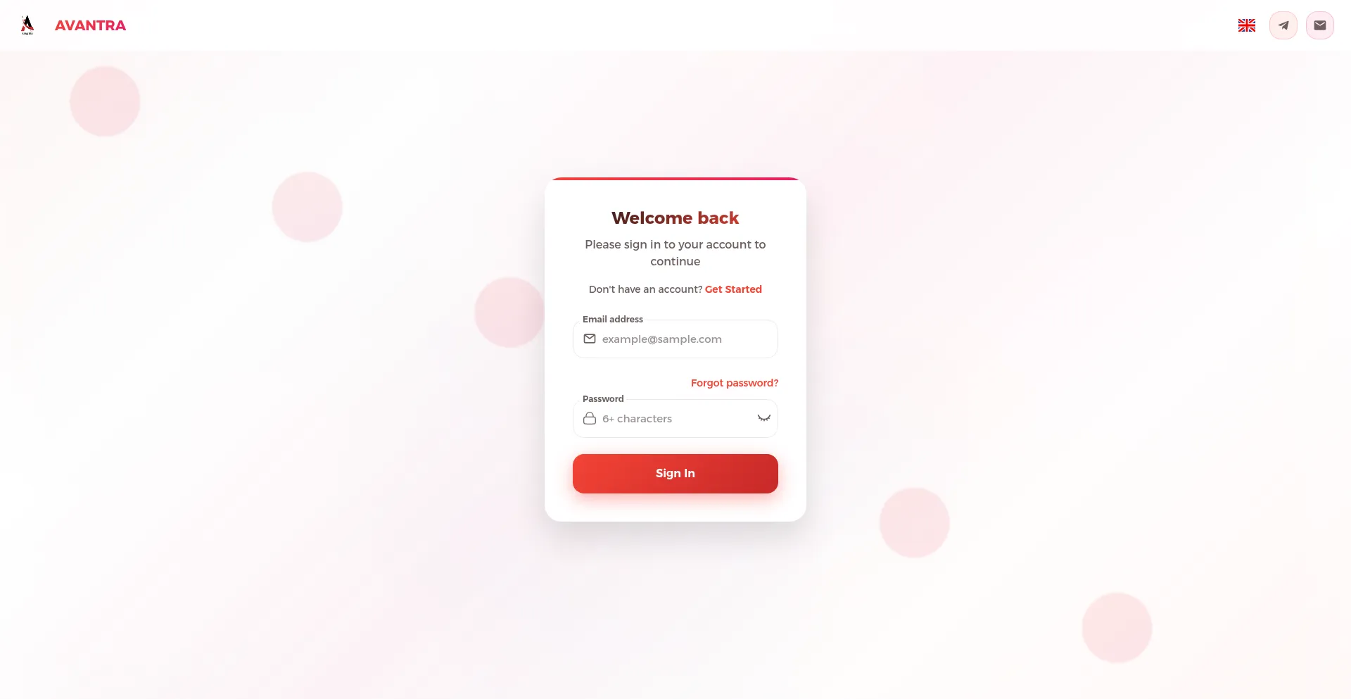 Website screenshot of Avantra-ai.com