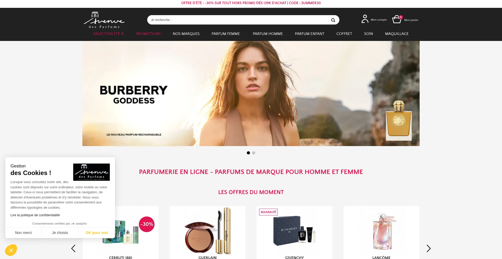 Website screenshot of Avenue-des-parfums.fr