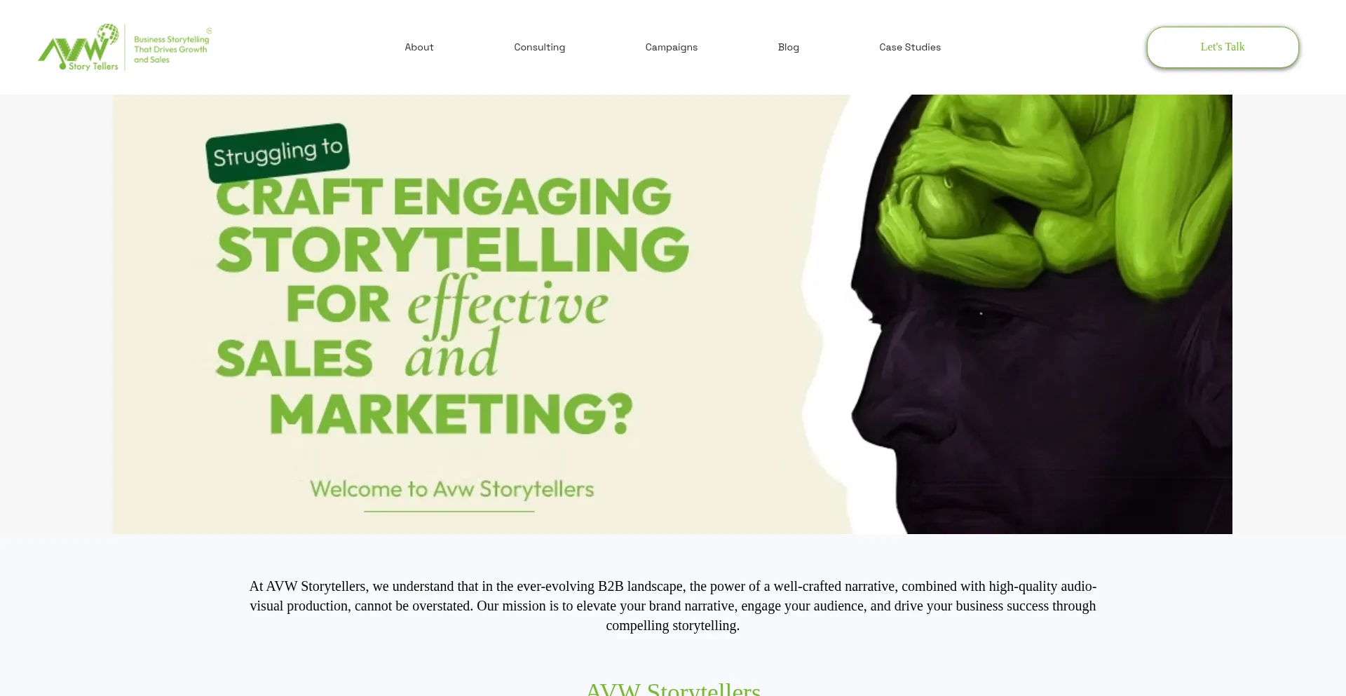 Website screenshot of Avwstorytellers.com