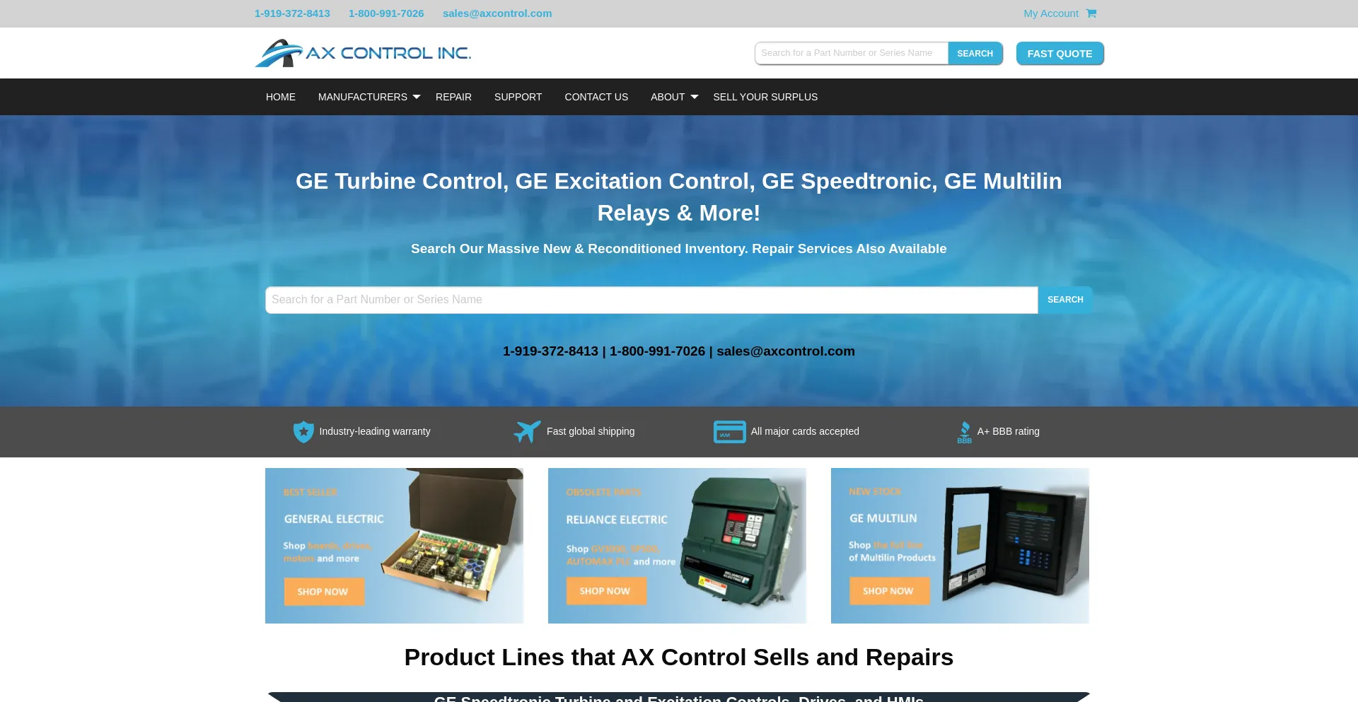 Website screenshot of Axcontrol.com