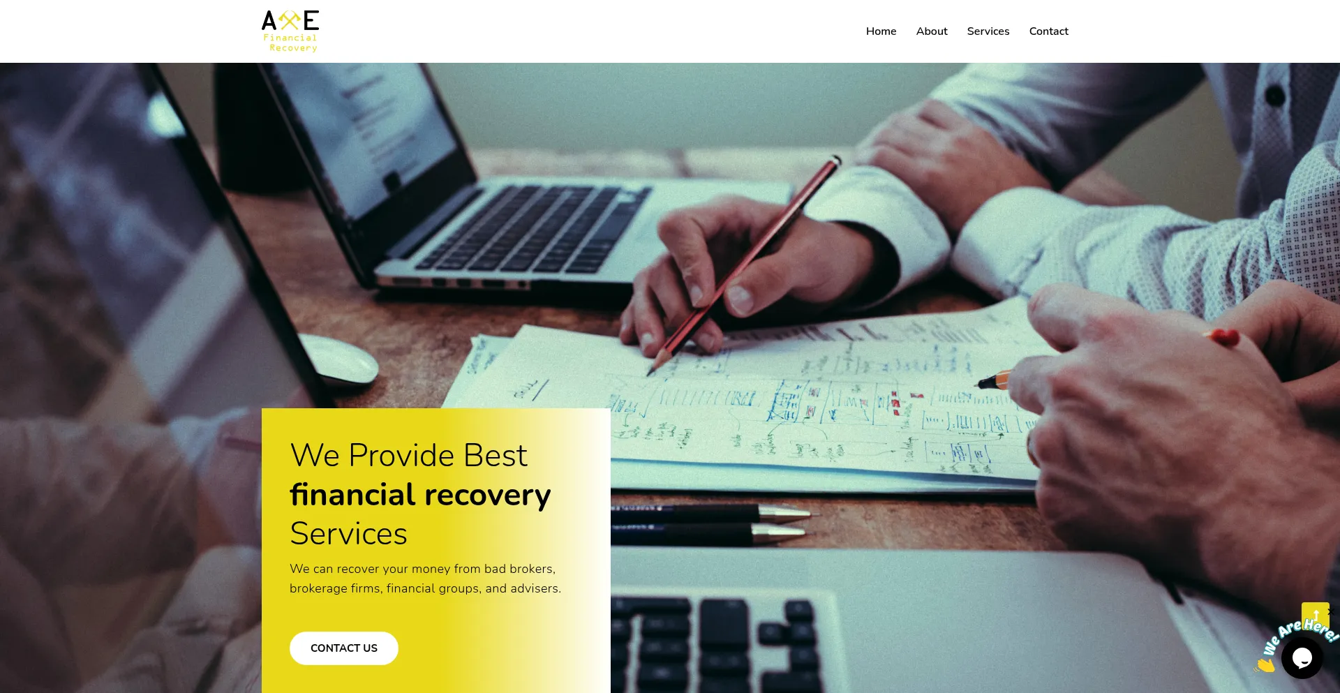 Website screenshot of Axefinancialrecovery.com