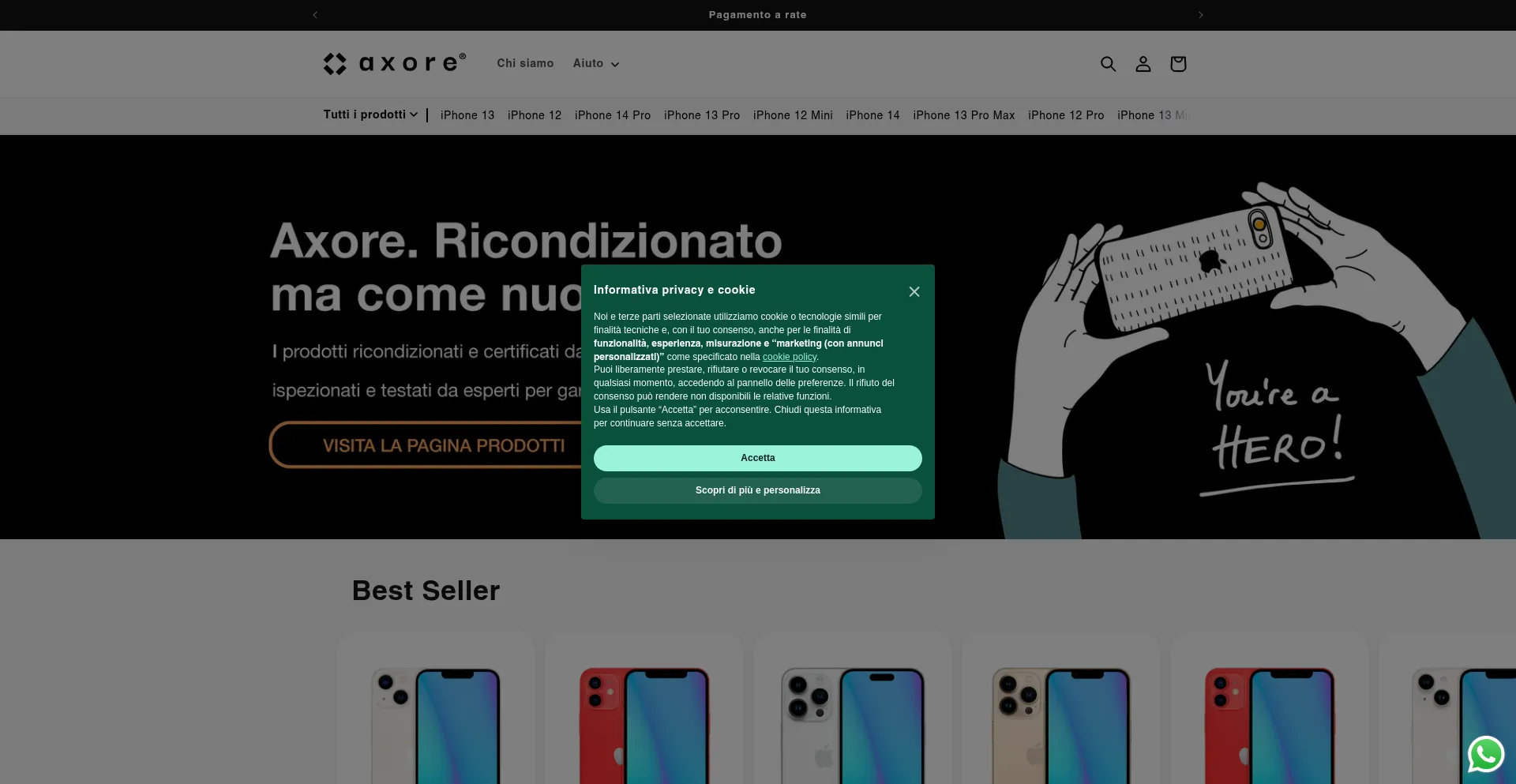 Website screenshot of Axore.it