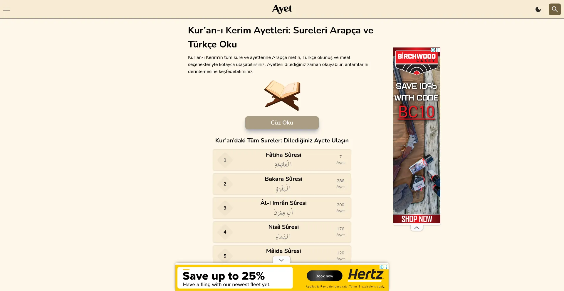Website screenshot of Ayet.online