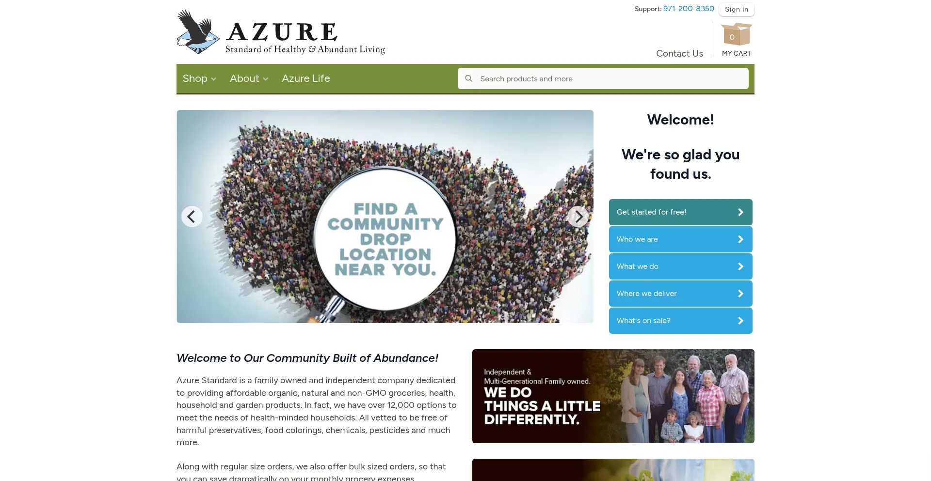 Website screenshot of Azurestandard.com