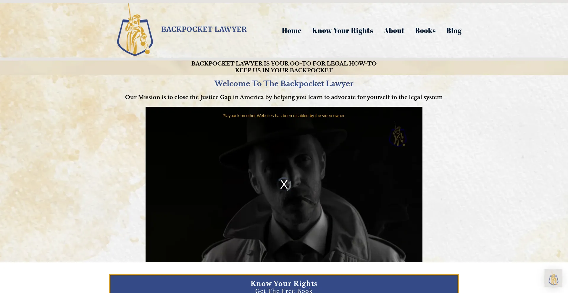 Website screenshot of Backpocketlawyer.com