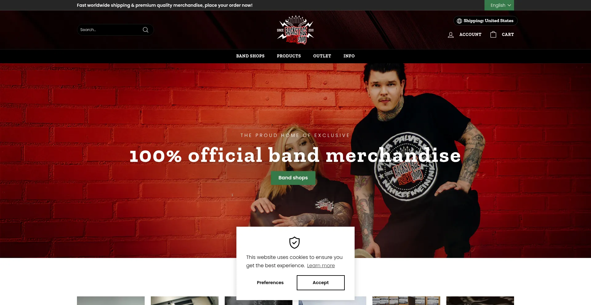 Backstagerockshop.com Screenshot