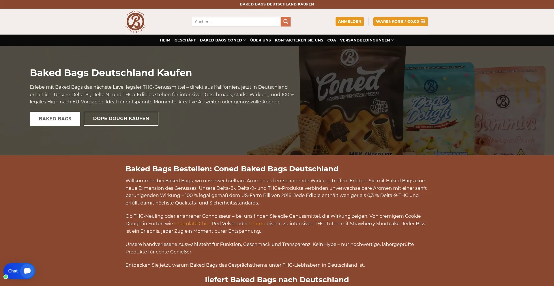 Website screenshot of Baked-bags-deutschland.de