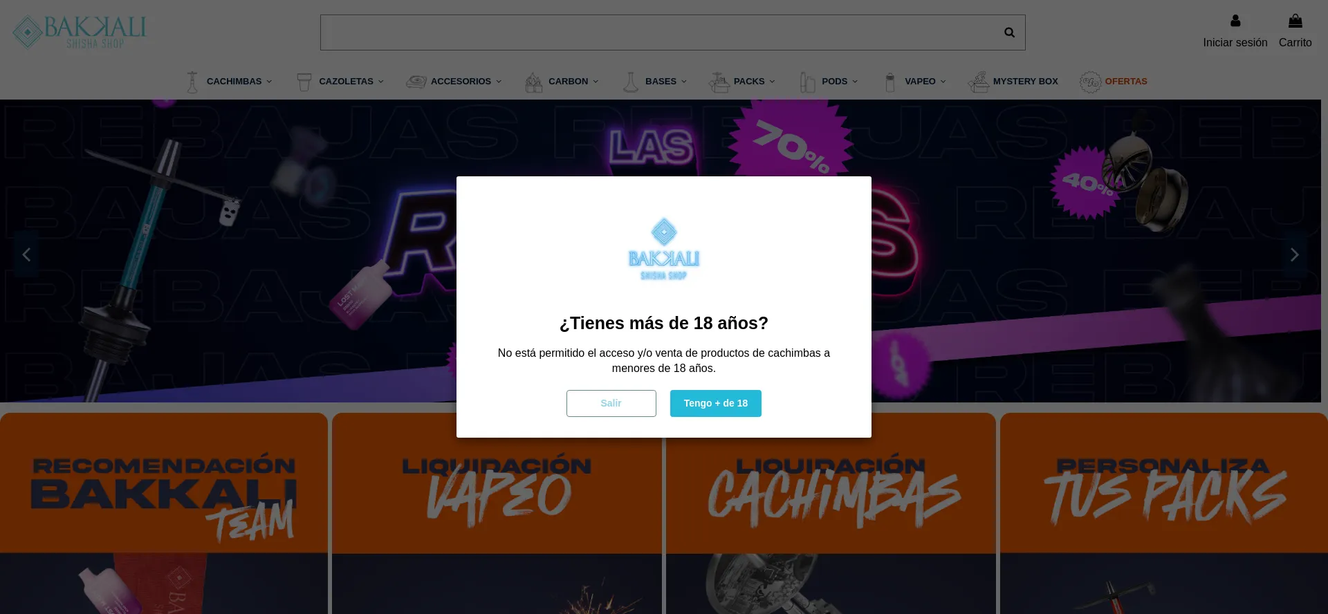 Website screenshot of Bakkalistore.es