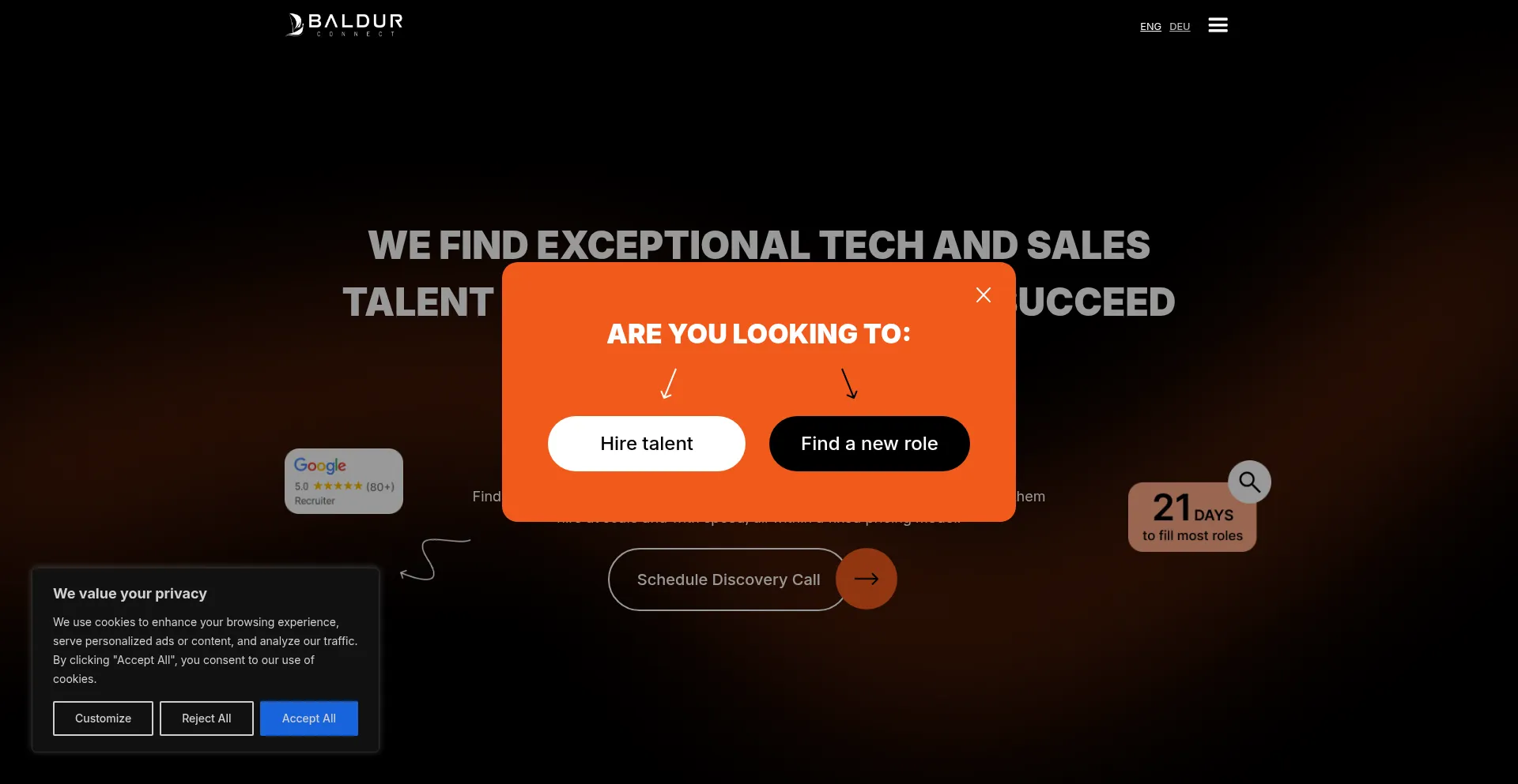 Website screenshot of Baldurconnect.com
