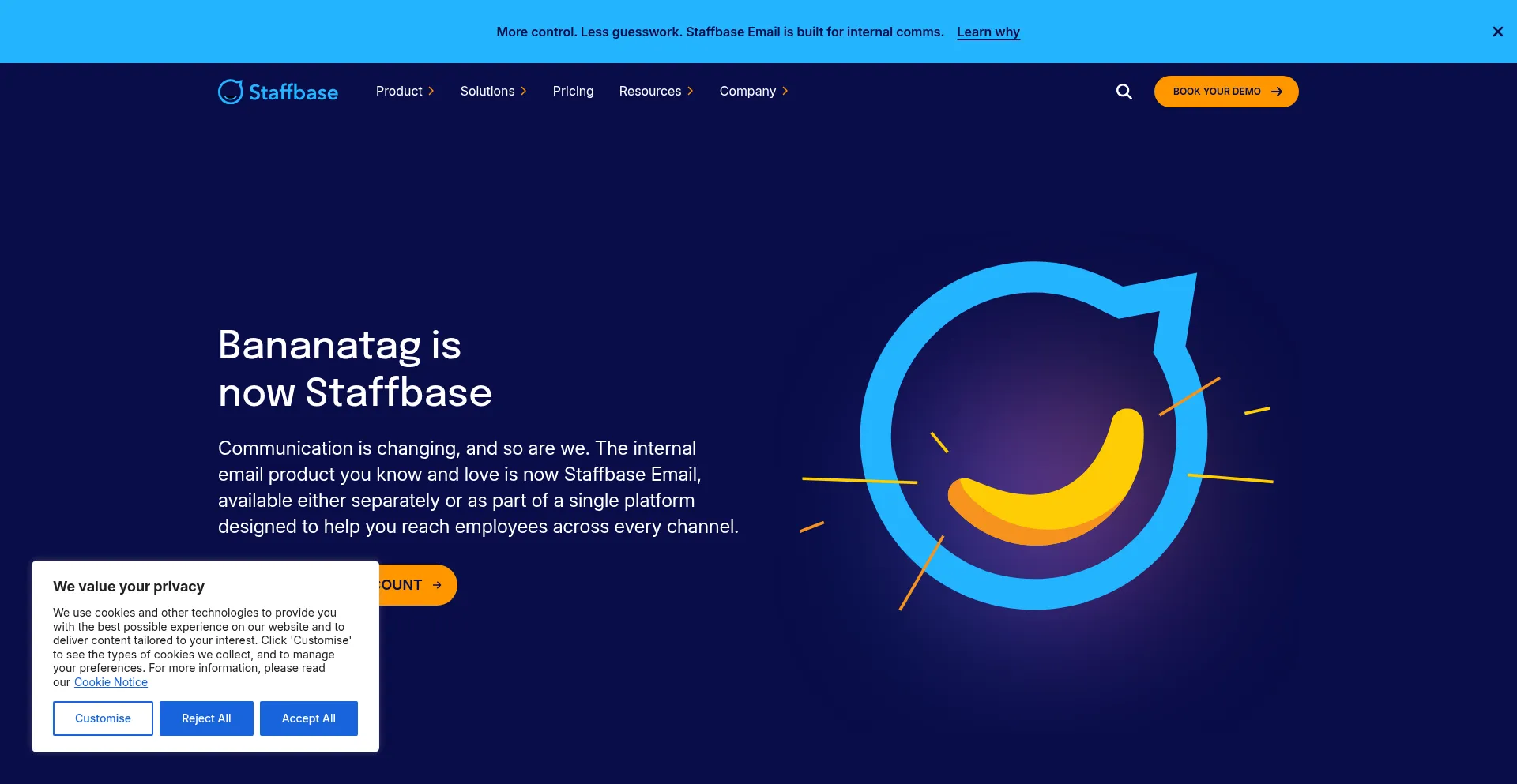 Website screenshot of Bananatag.com