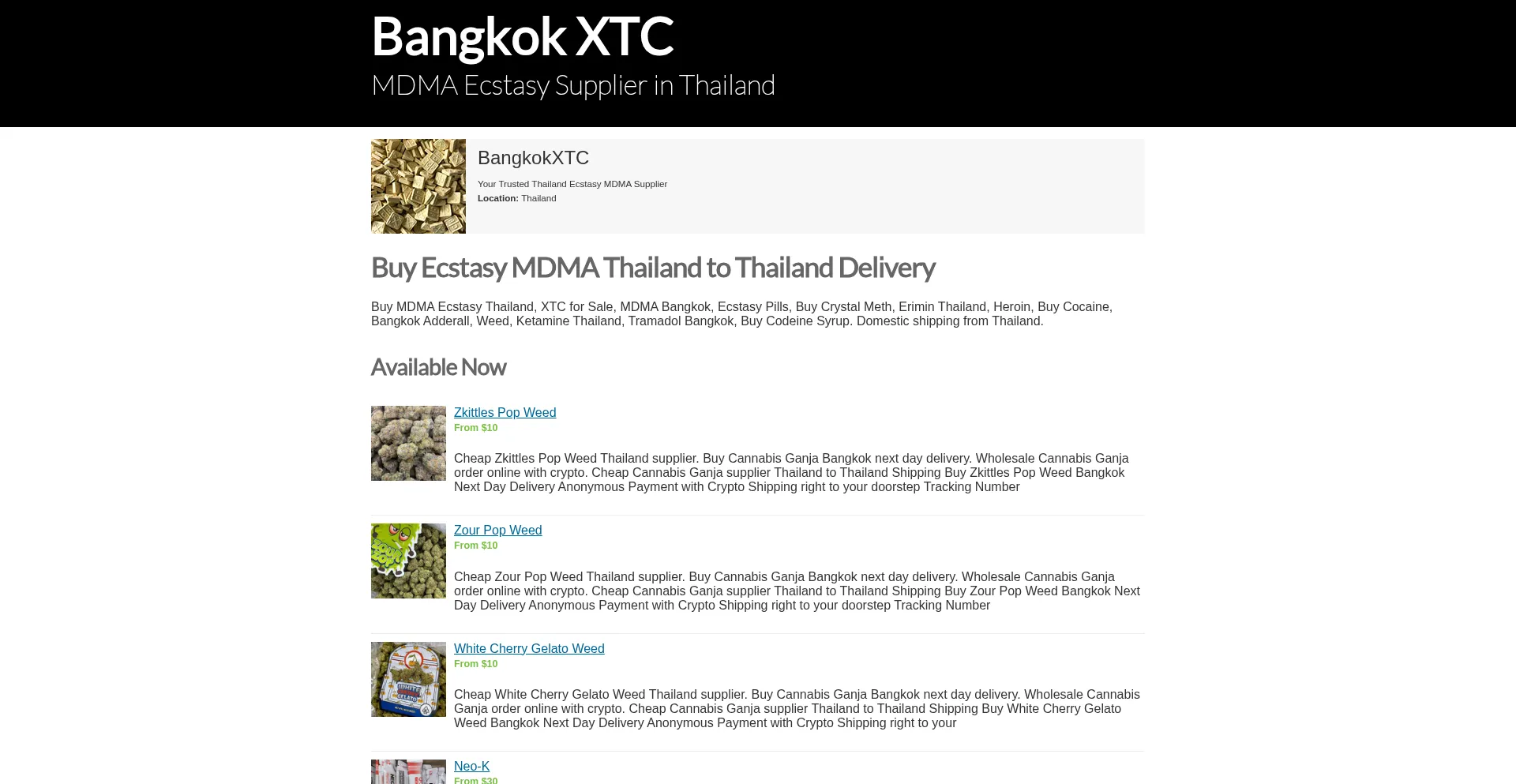 Website screenshot of Bangkokxtc.com