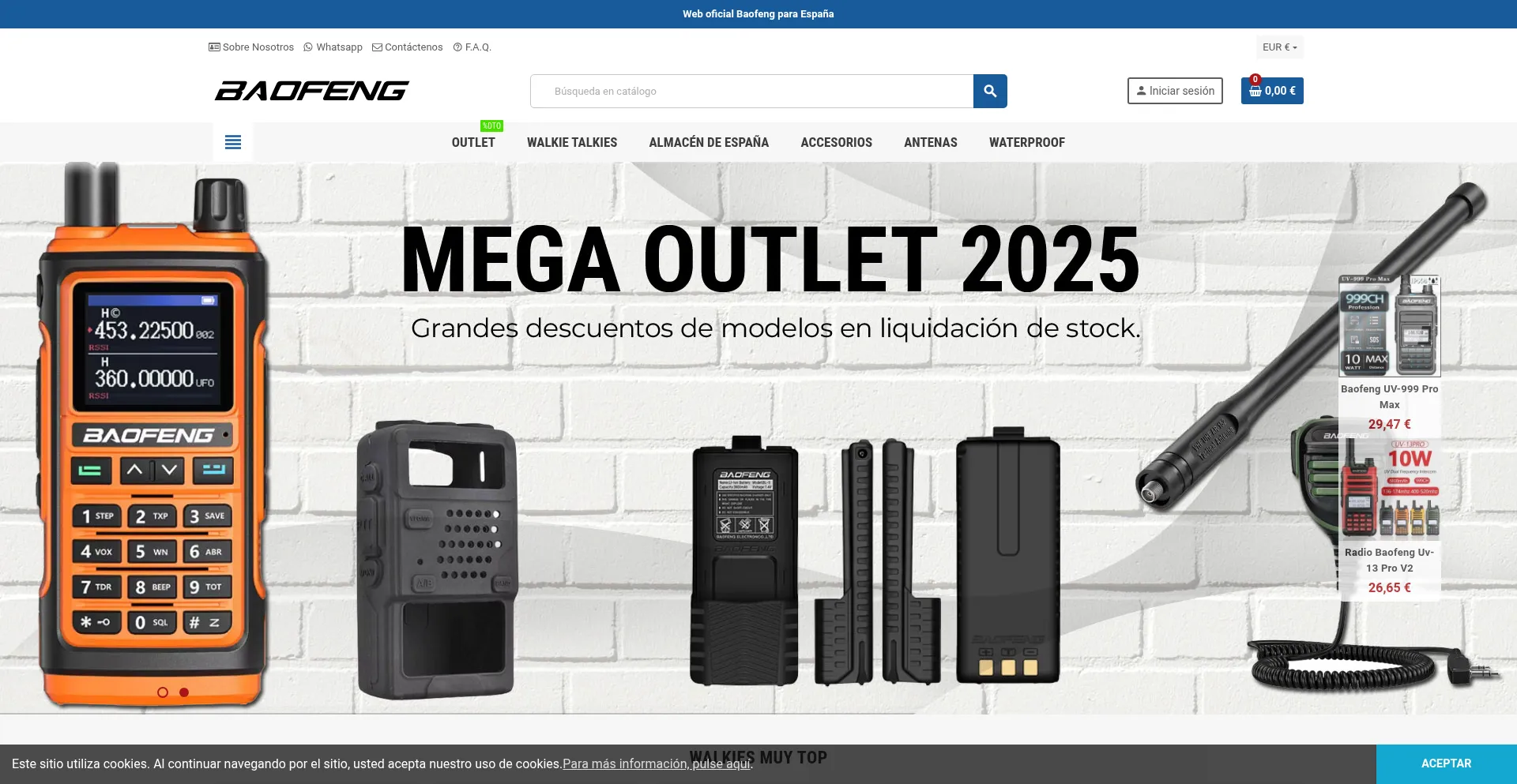 Website screenshot of Baofeng.es