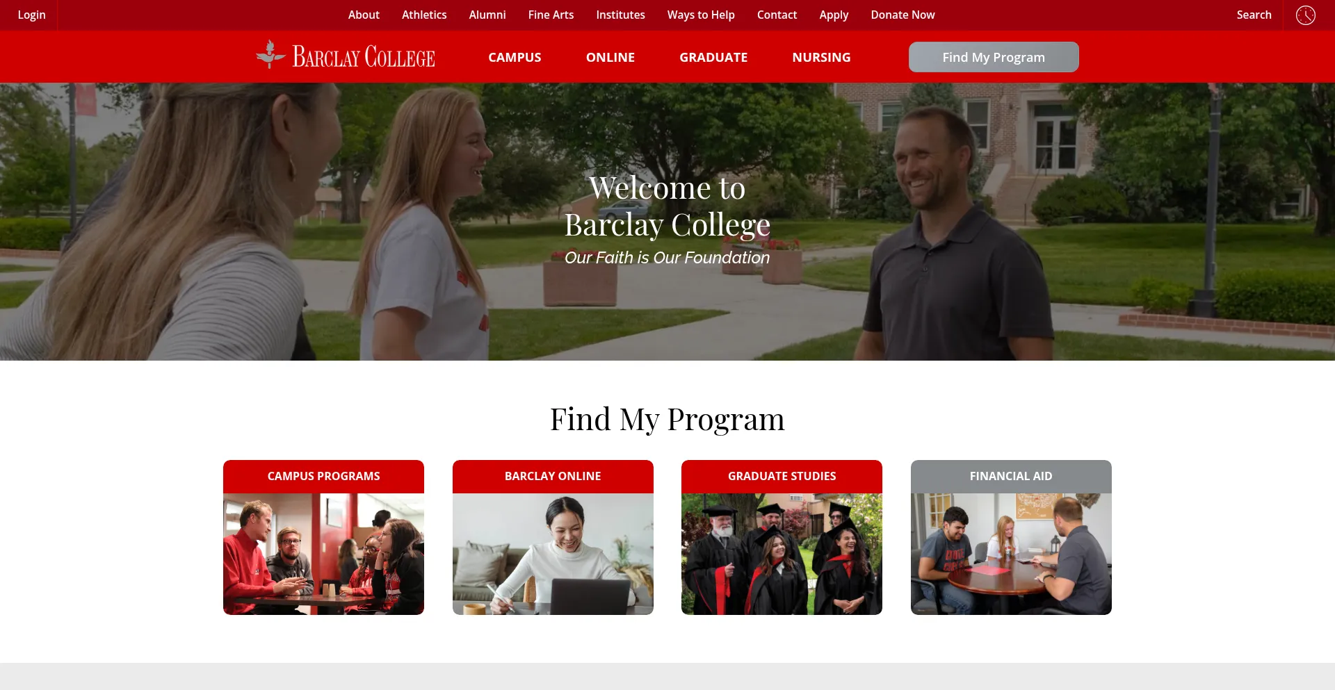 Website screenshot of Barclaycollege.edu