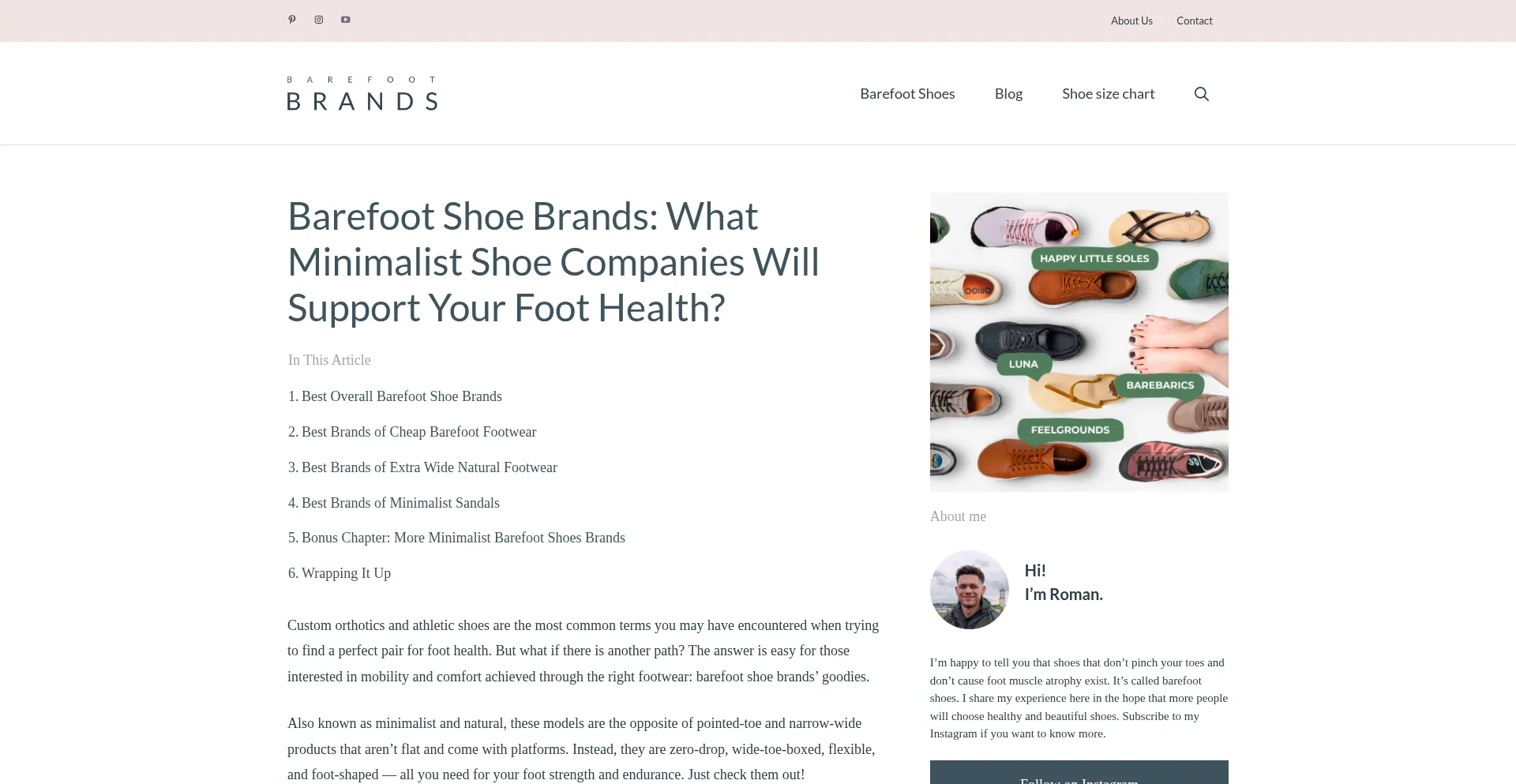 Website screenshot of Barefoot-brands.com