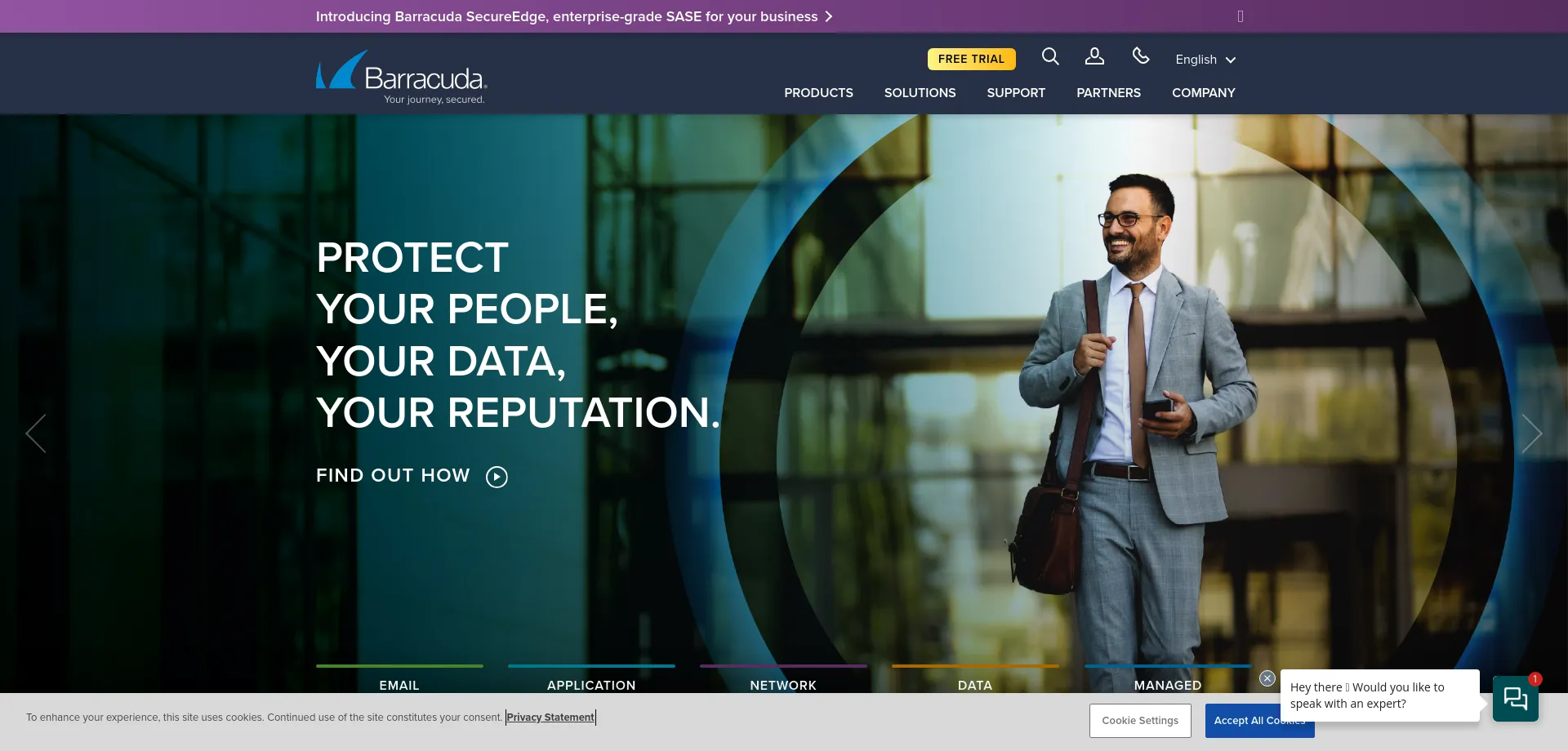 Website screenshot of Barracuda.com