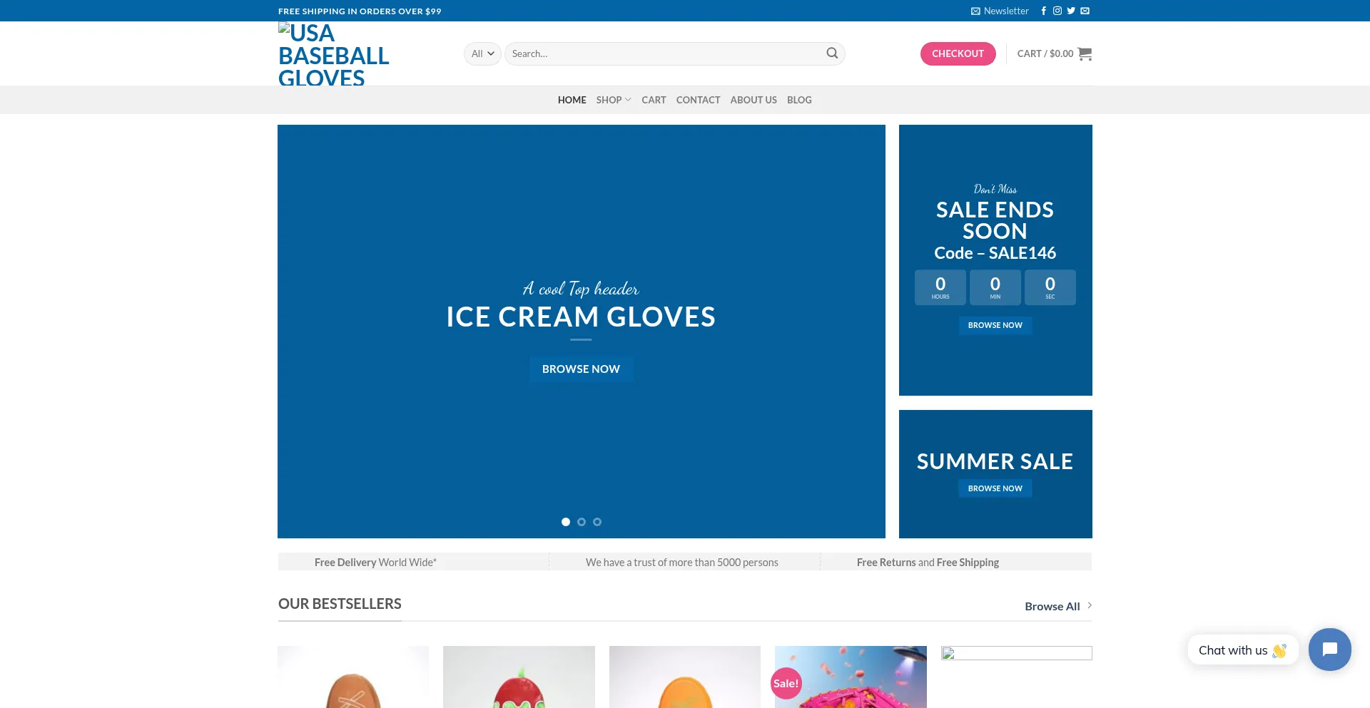 Website screenshot of Baseballshoponline.us