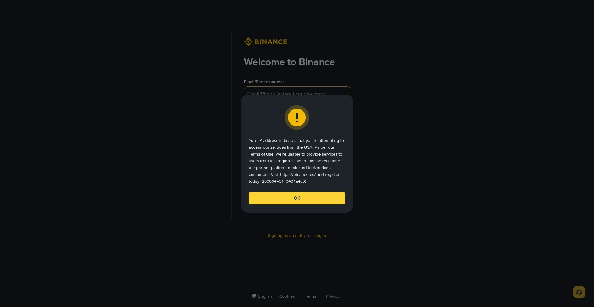 Website screenshot of Bbinance.com
