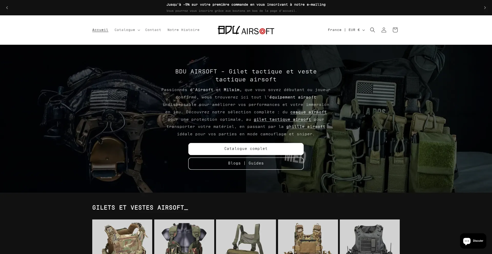 Website screenshot of Bdu-airsoft.fr