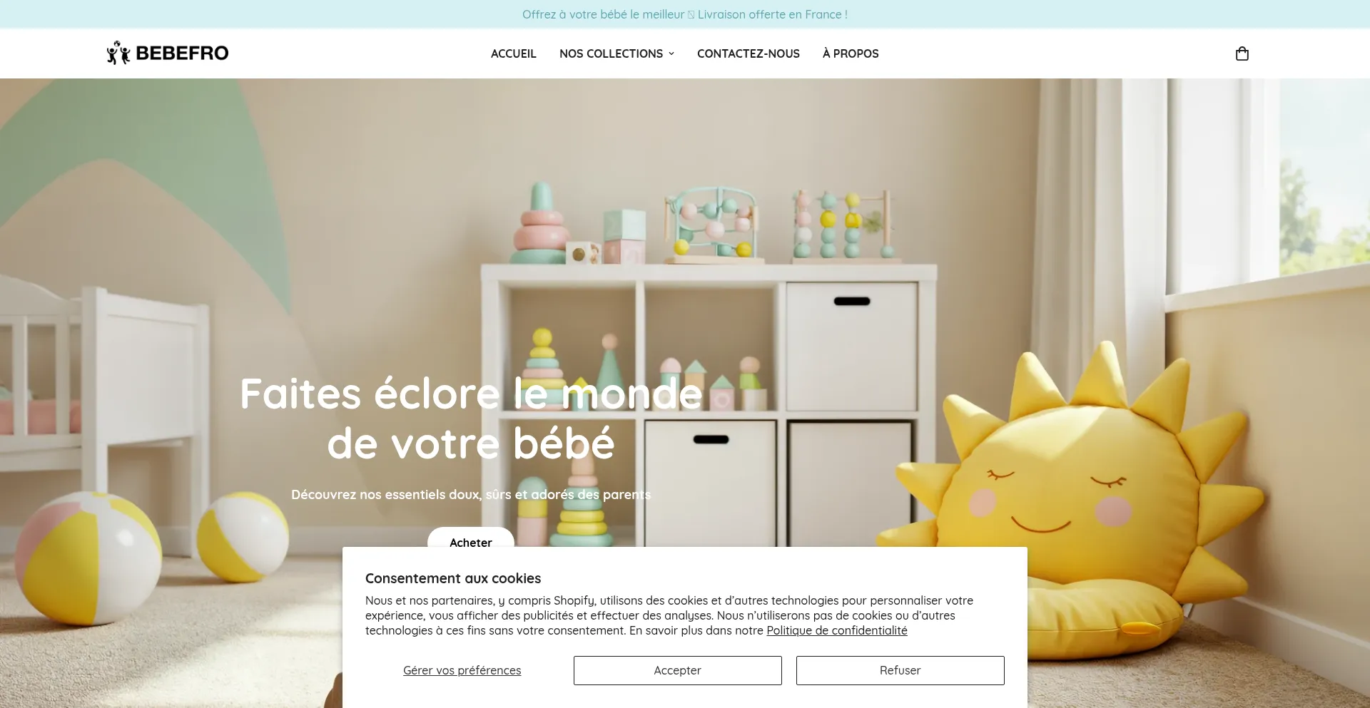 Website screenshot of Bebefro.com