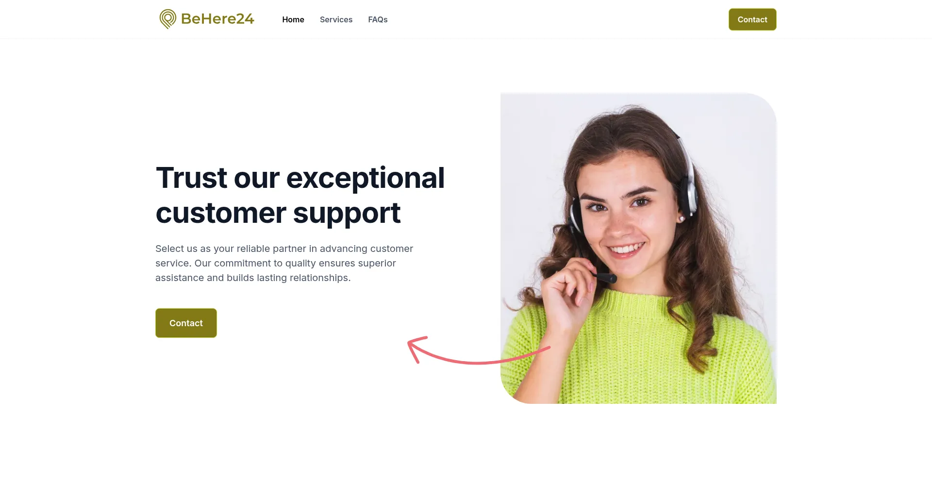 Website screenshot of Behere24.com
