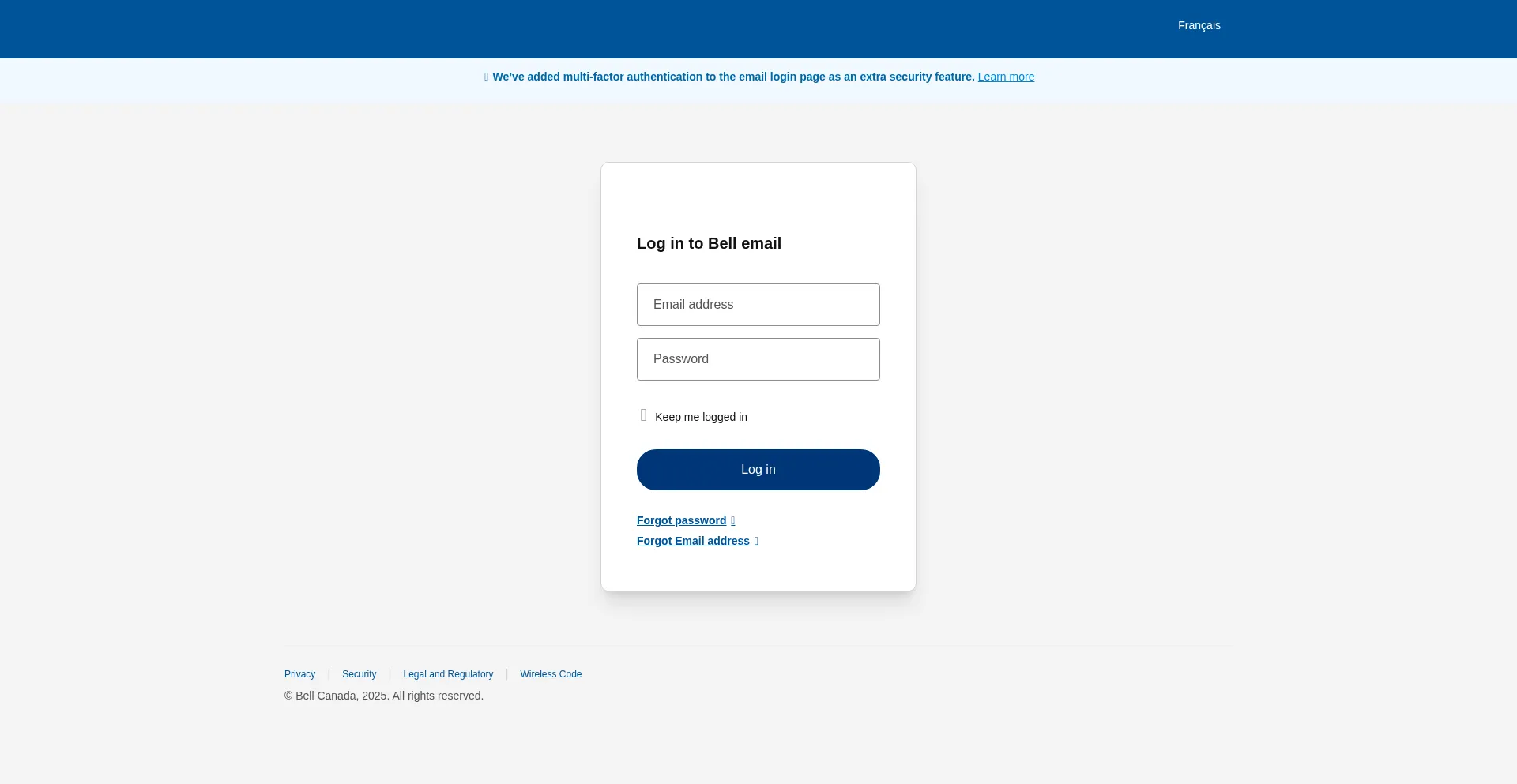 Website screenshot of Bell.net