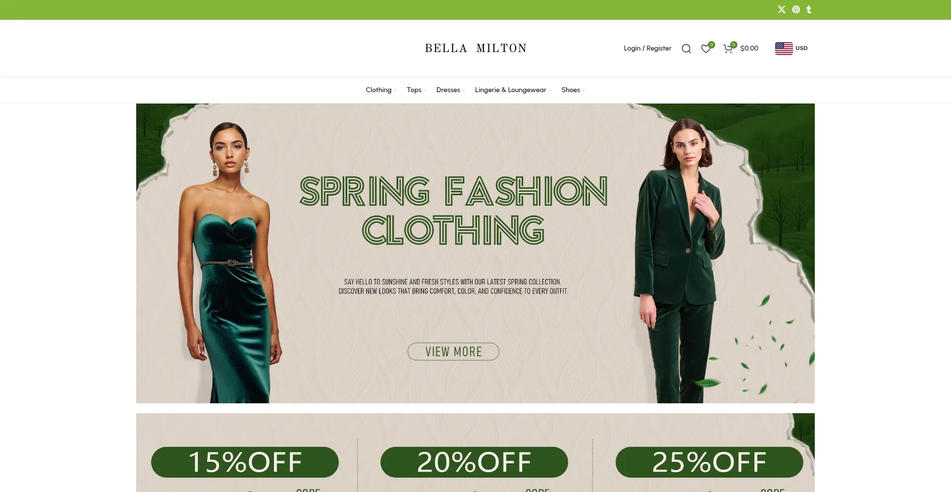 Website screenshot of Bellamilton.com