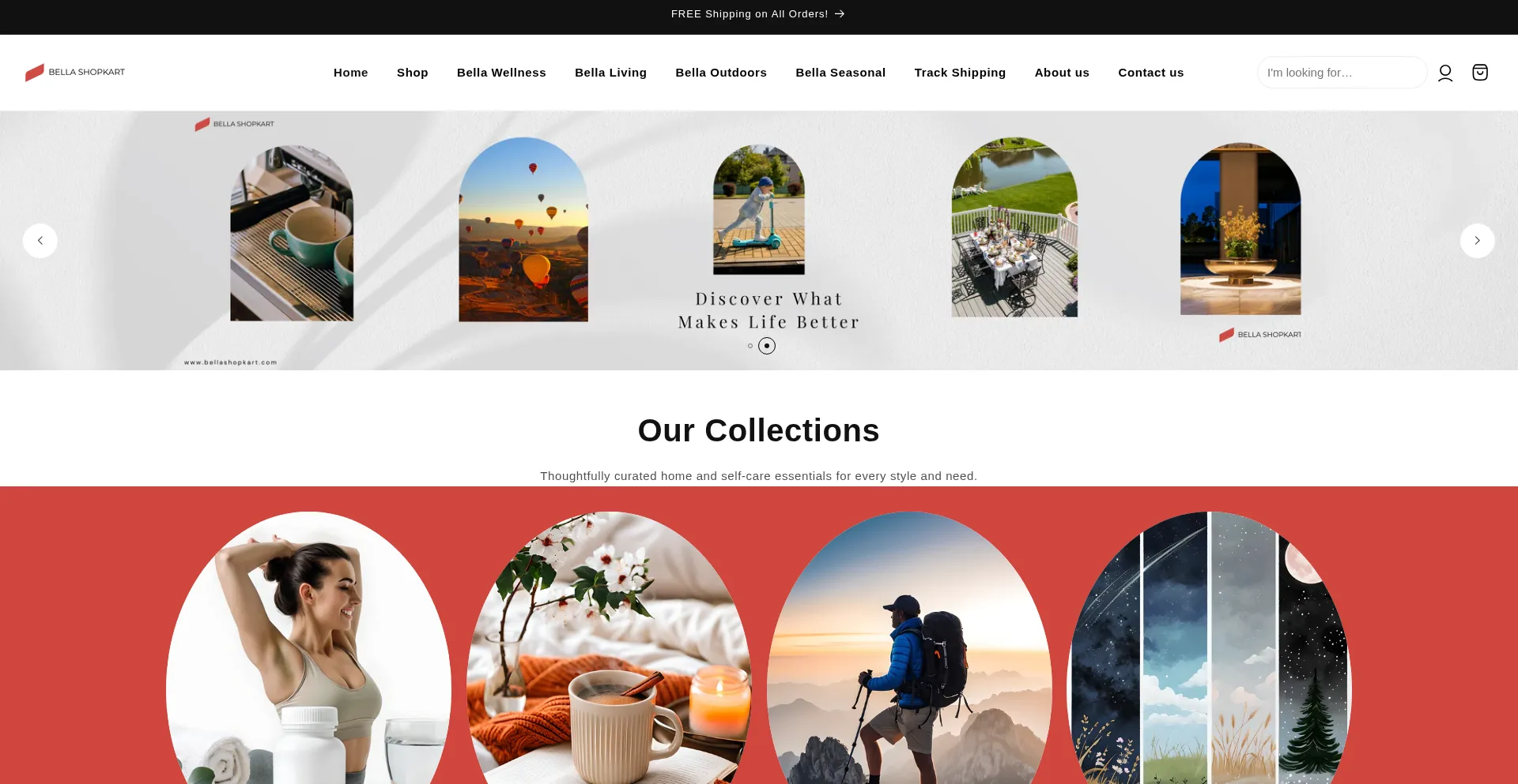 Website screenshot of Bellashopkart.com