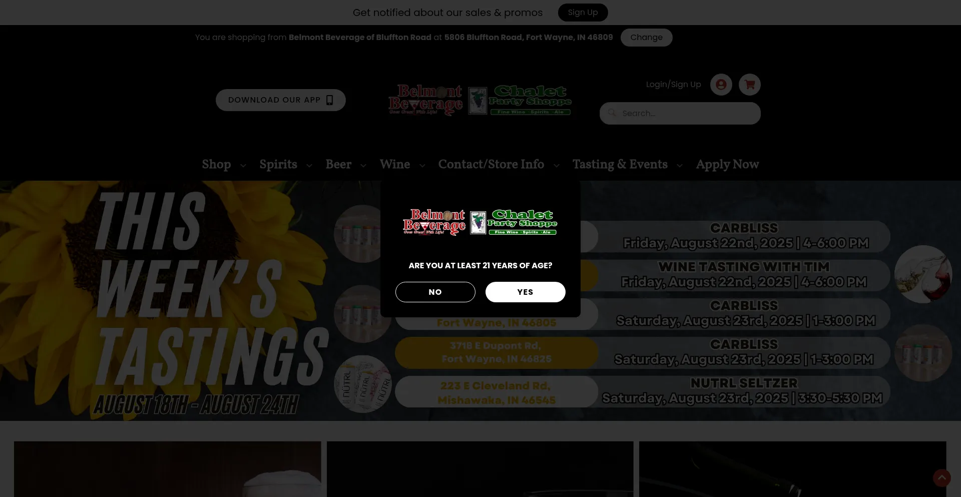 Website screenshot of Belmontbev.com