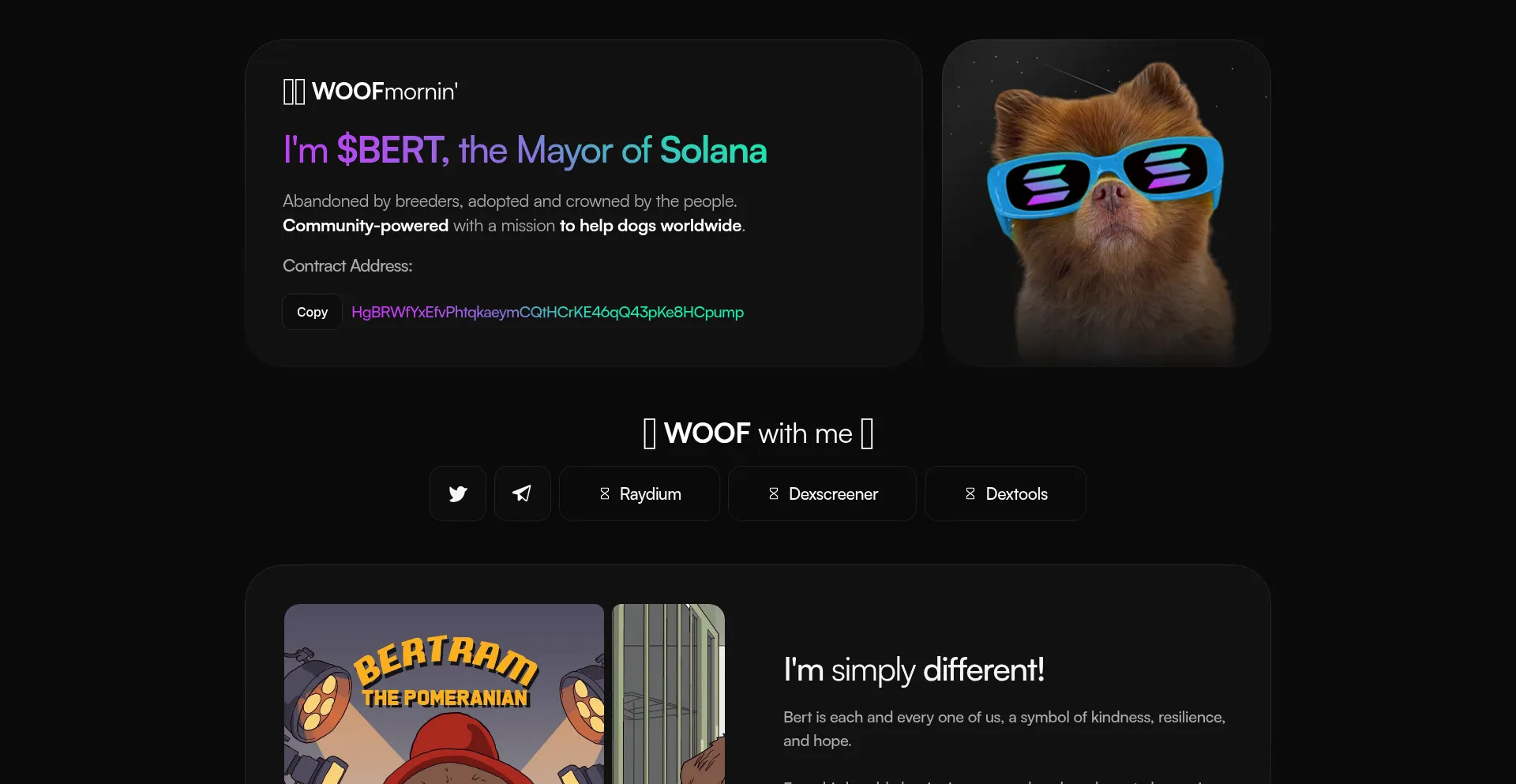 Website screenshot of Bert.global