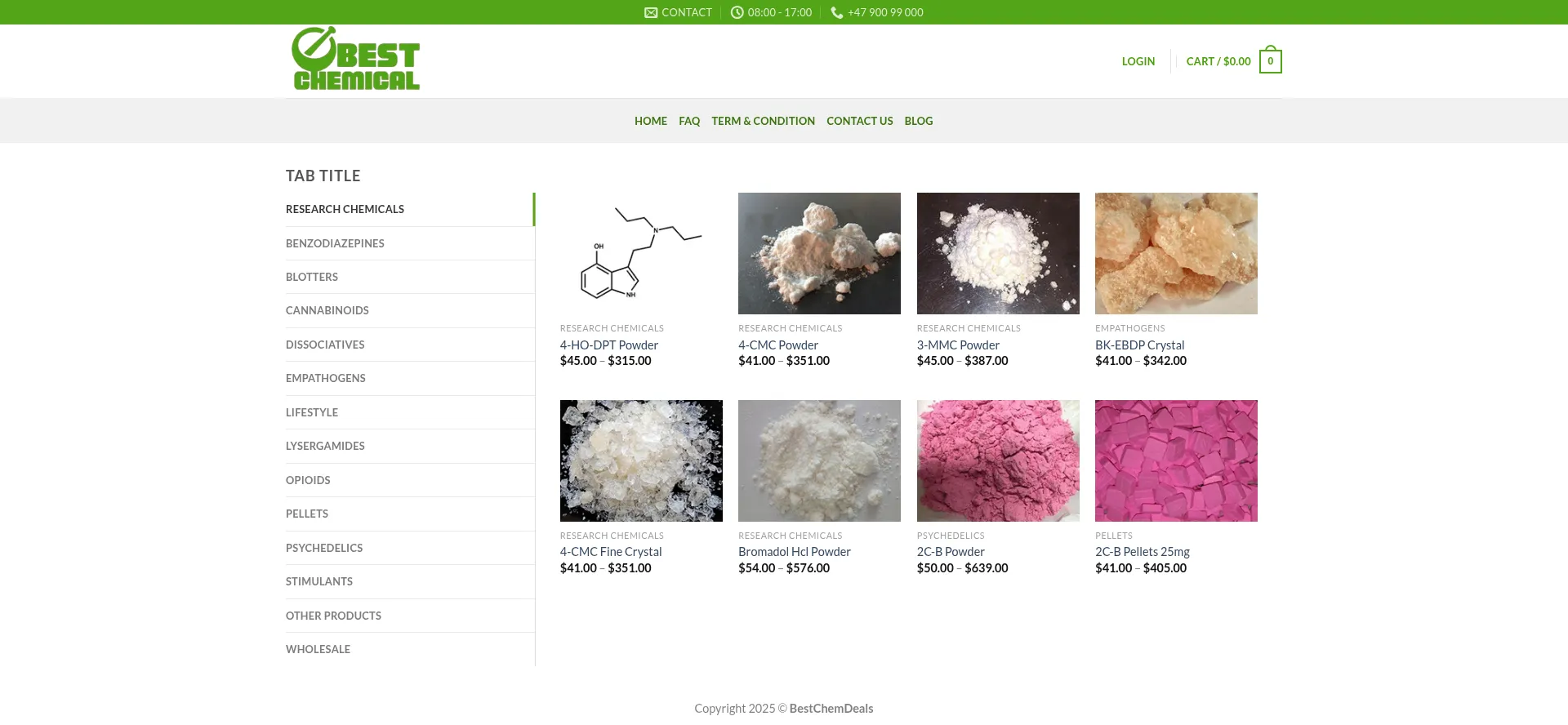 Website screenshot of Bestchemdeals.com