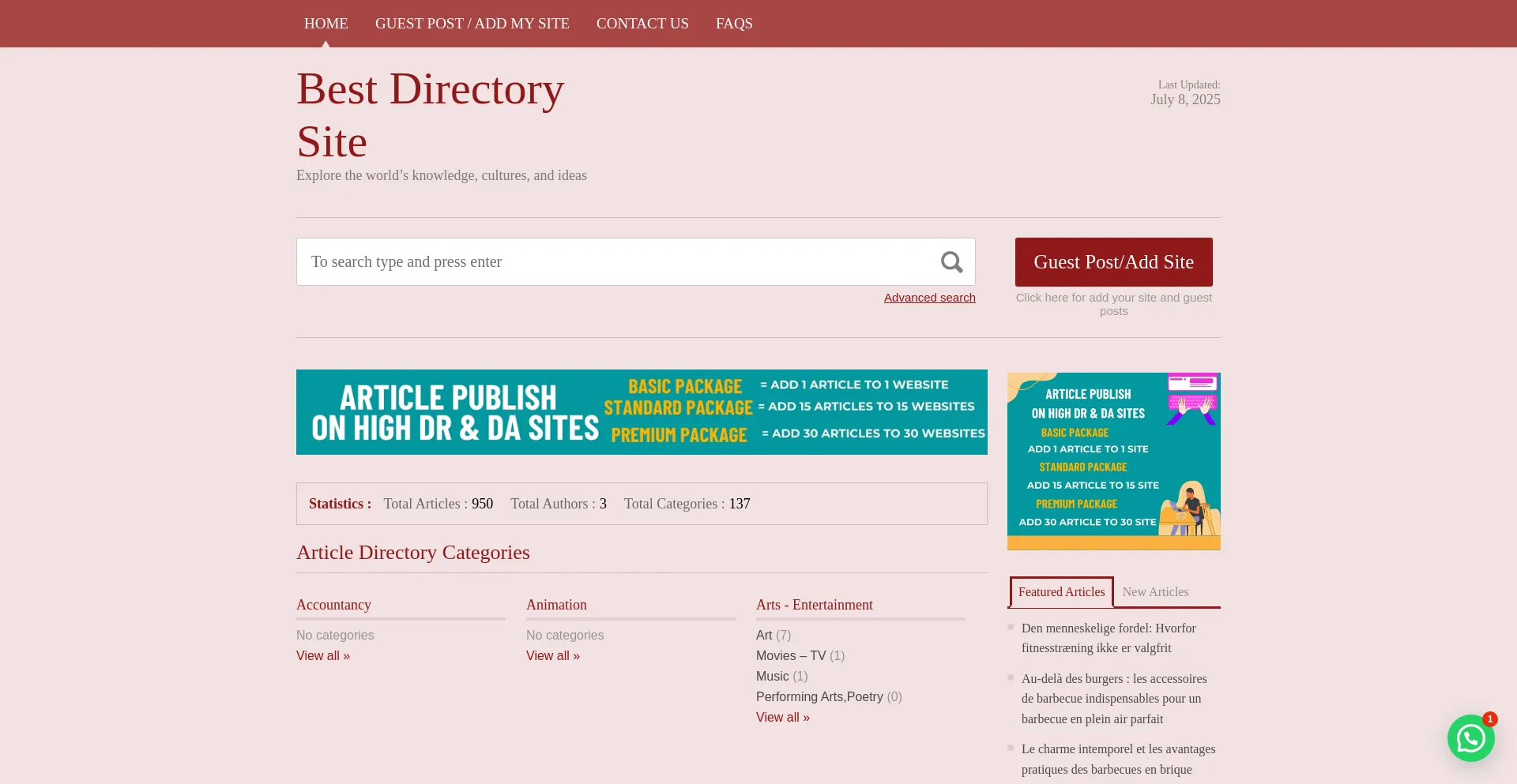 Website screenshot of Bestdirectorysite.com