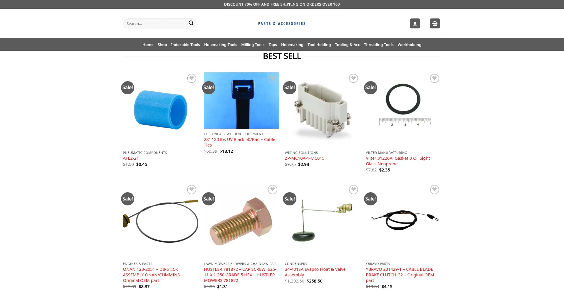 Website screenshot of Bestpartsandaccessories.com