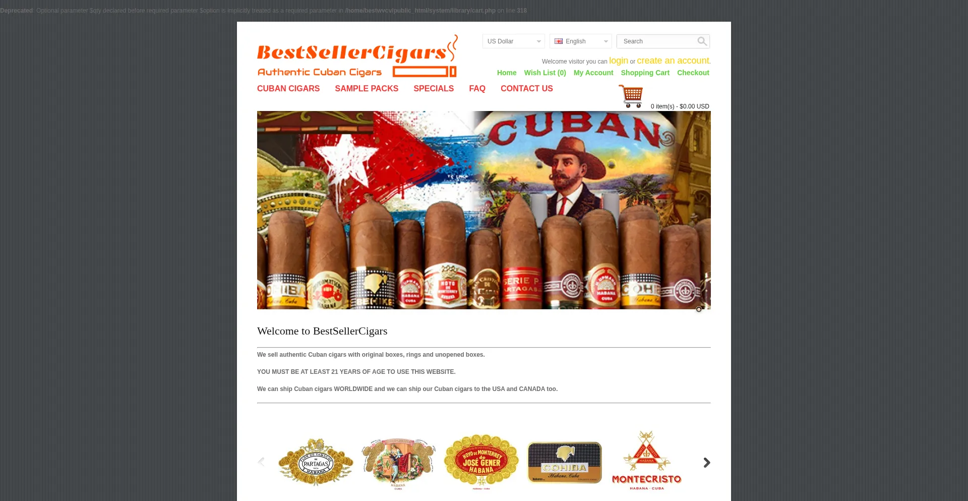 Bestsellercigars.com Screenshot