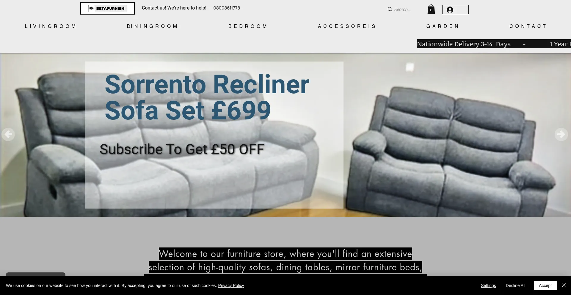 Website screenshot of Betafurnish.co.uk