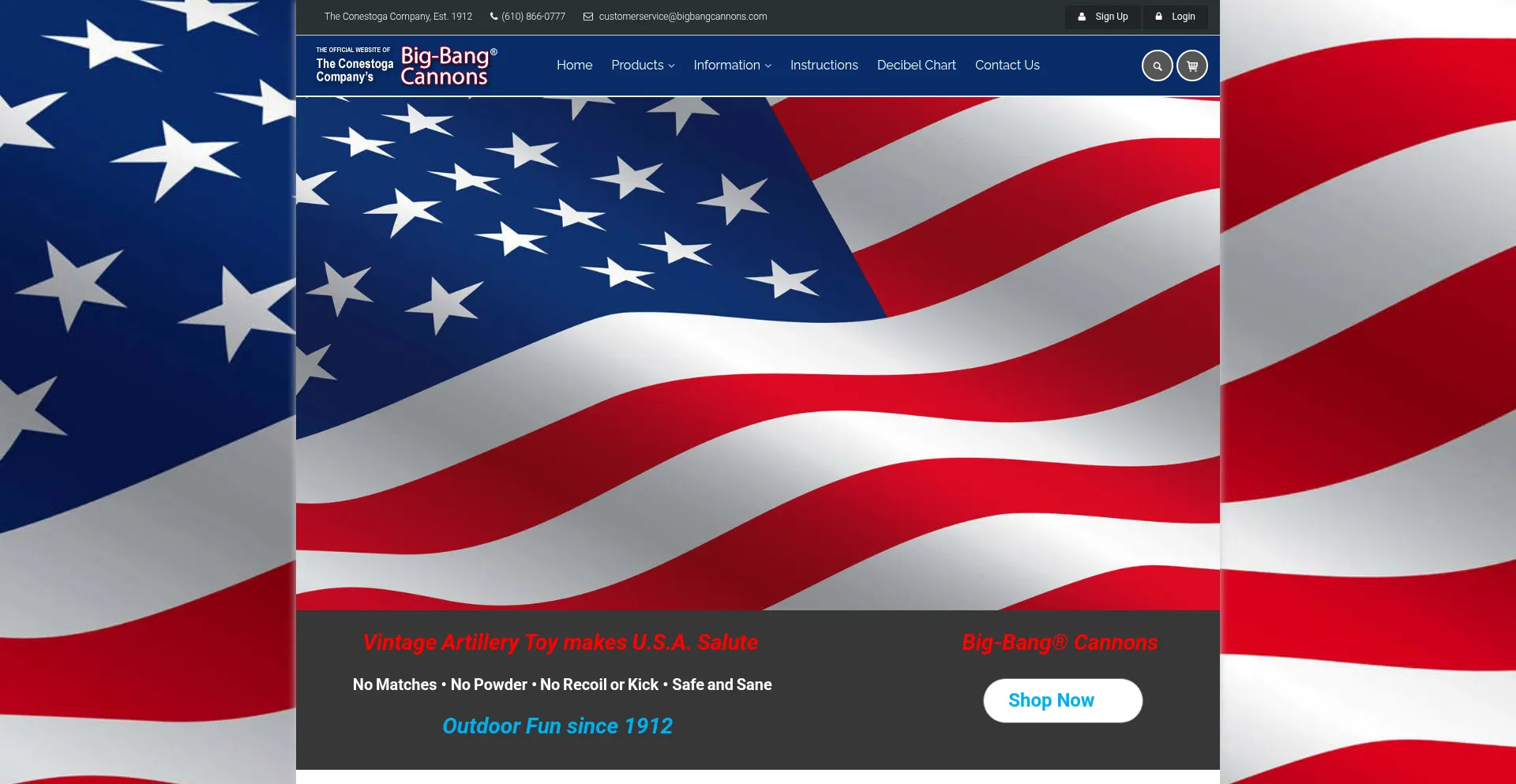 Website screenshot of Bigbangcannons.com