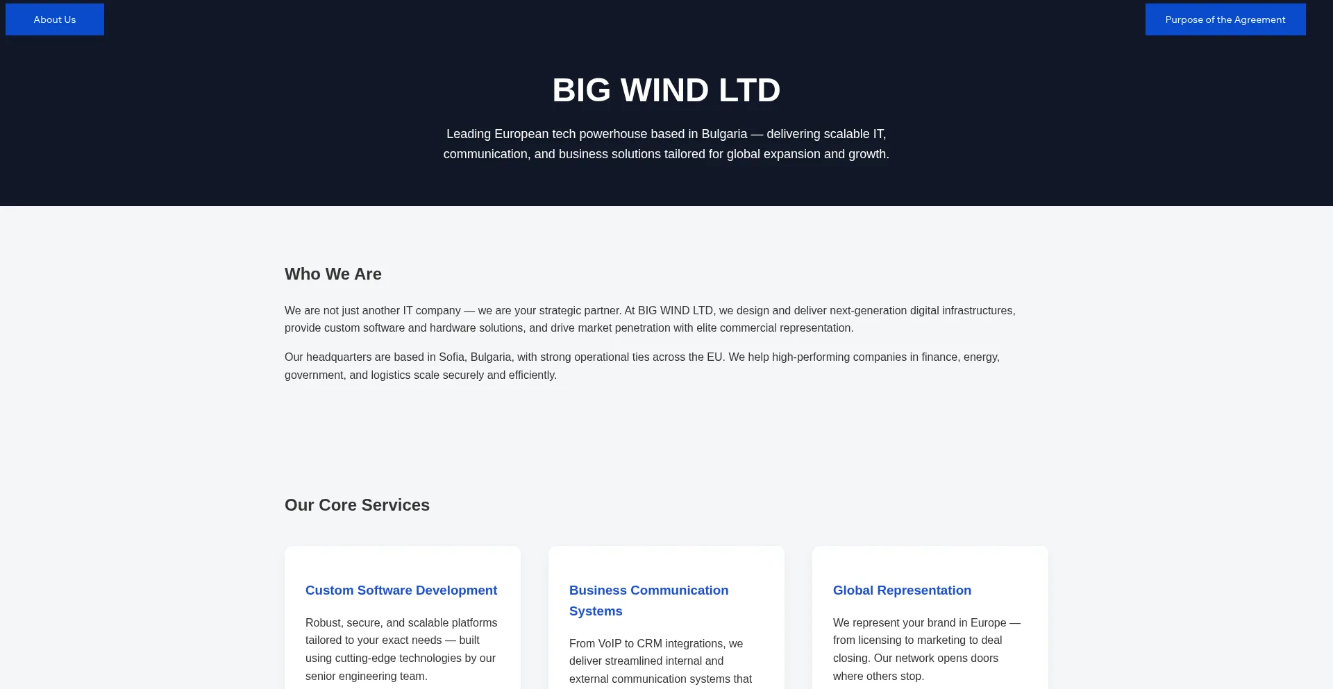 Website screenshot of Bigwind.biz