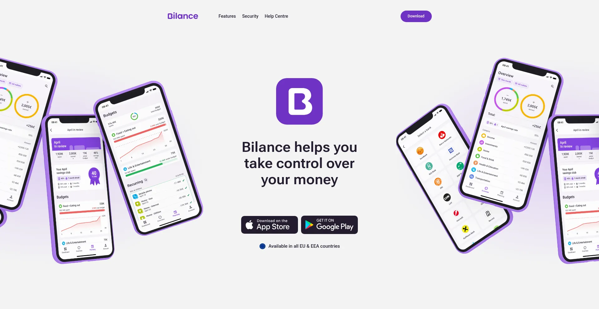 Website screenshot of Bilanceapp.com