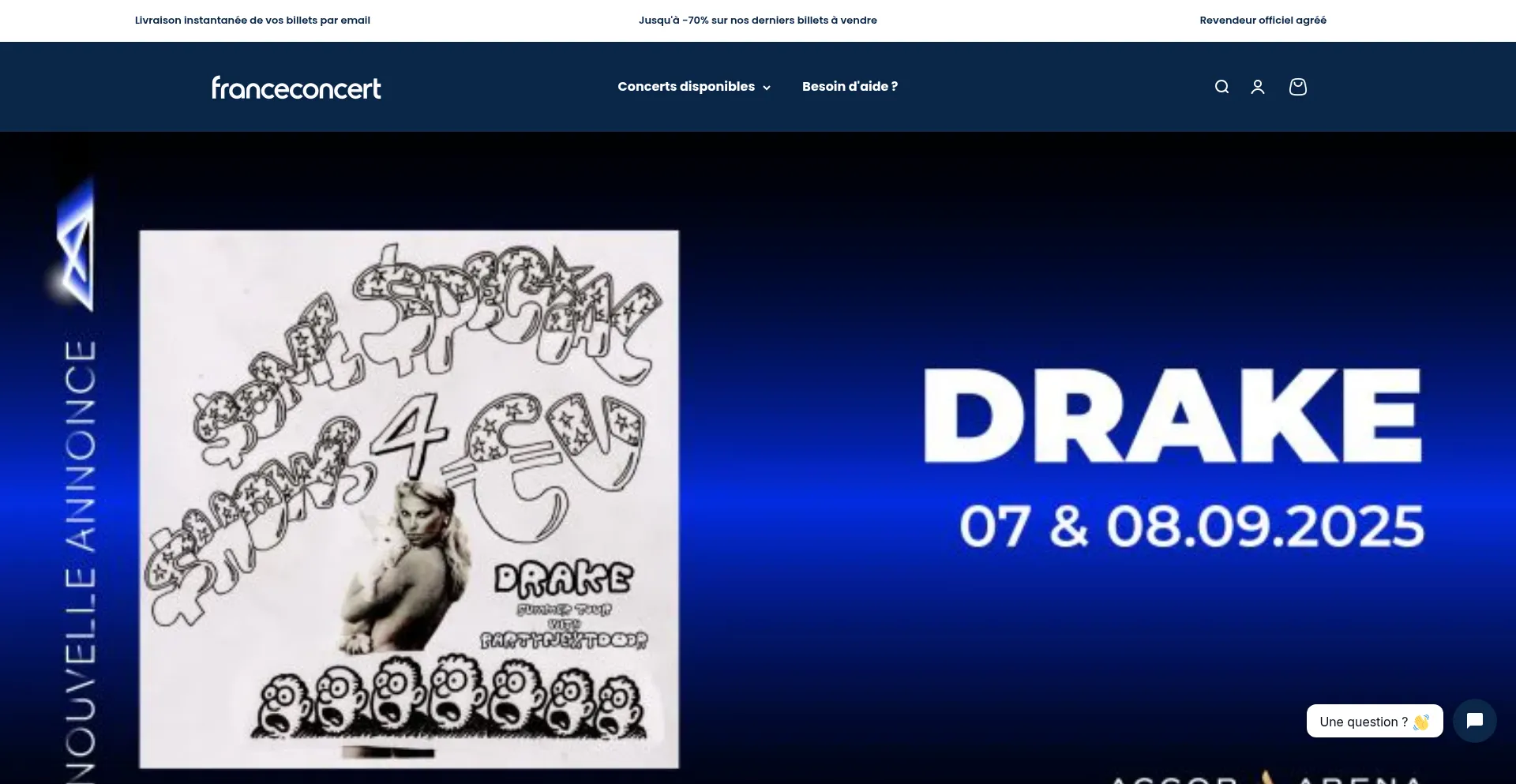 Website screenshot of Billetterie.france-concerts.com