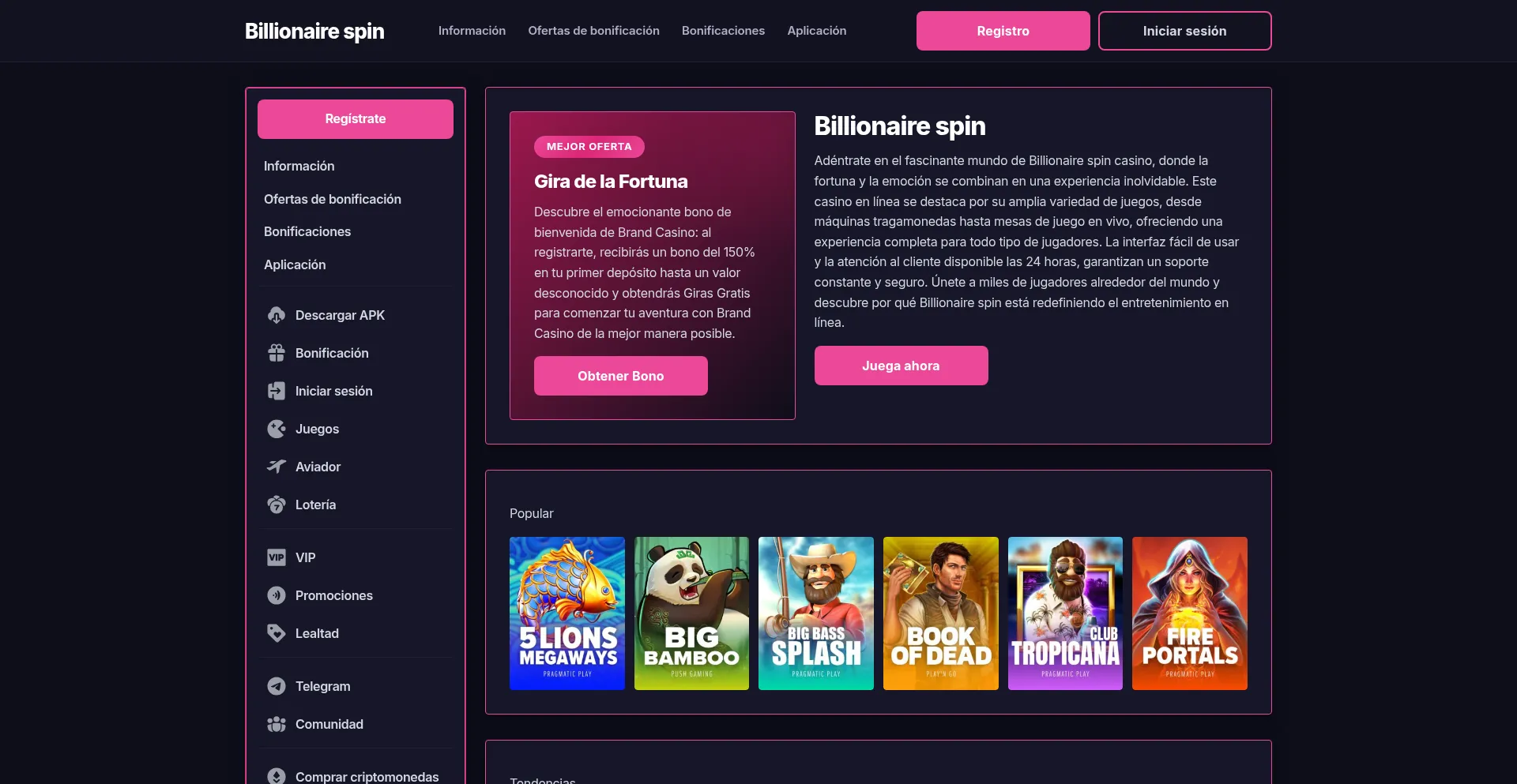 Billionairespinespana.com