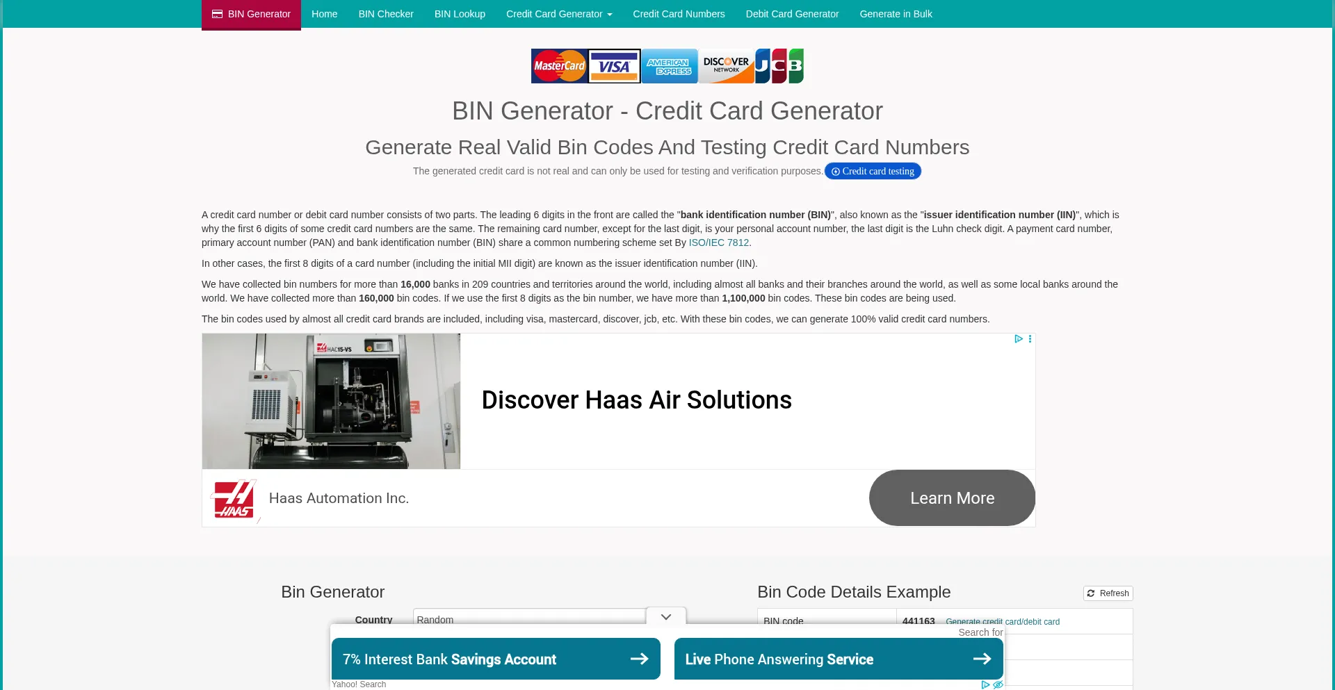 Bingenerator.net Screenshot