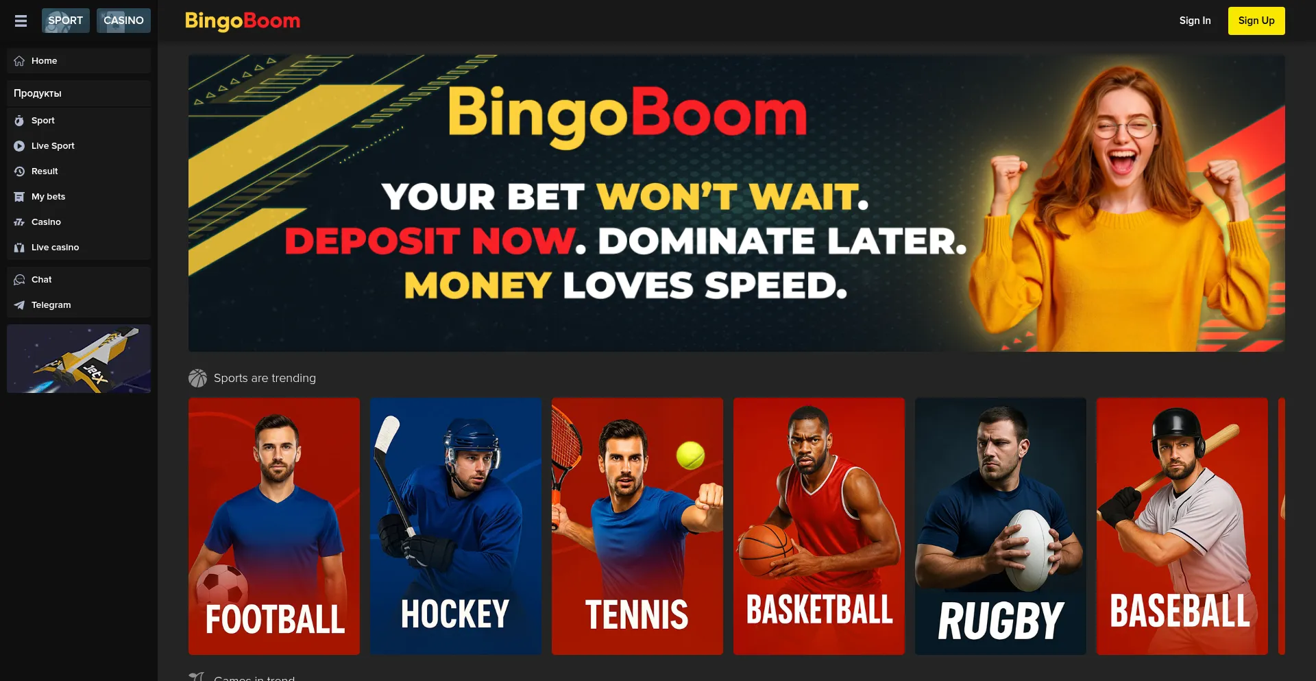 Website screenshot of Bingoboom25.com