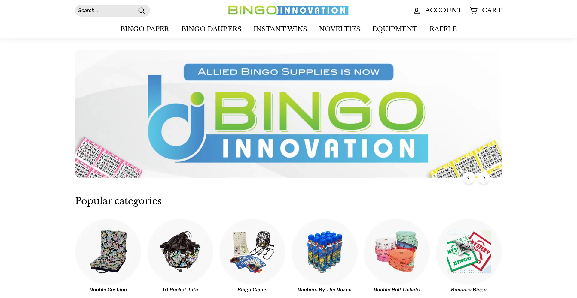 Website screenshot of Bingoinnovation.com
