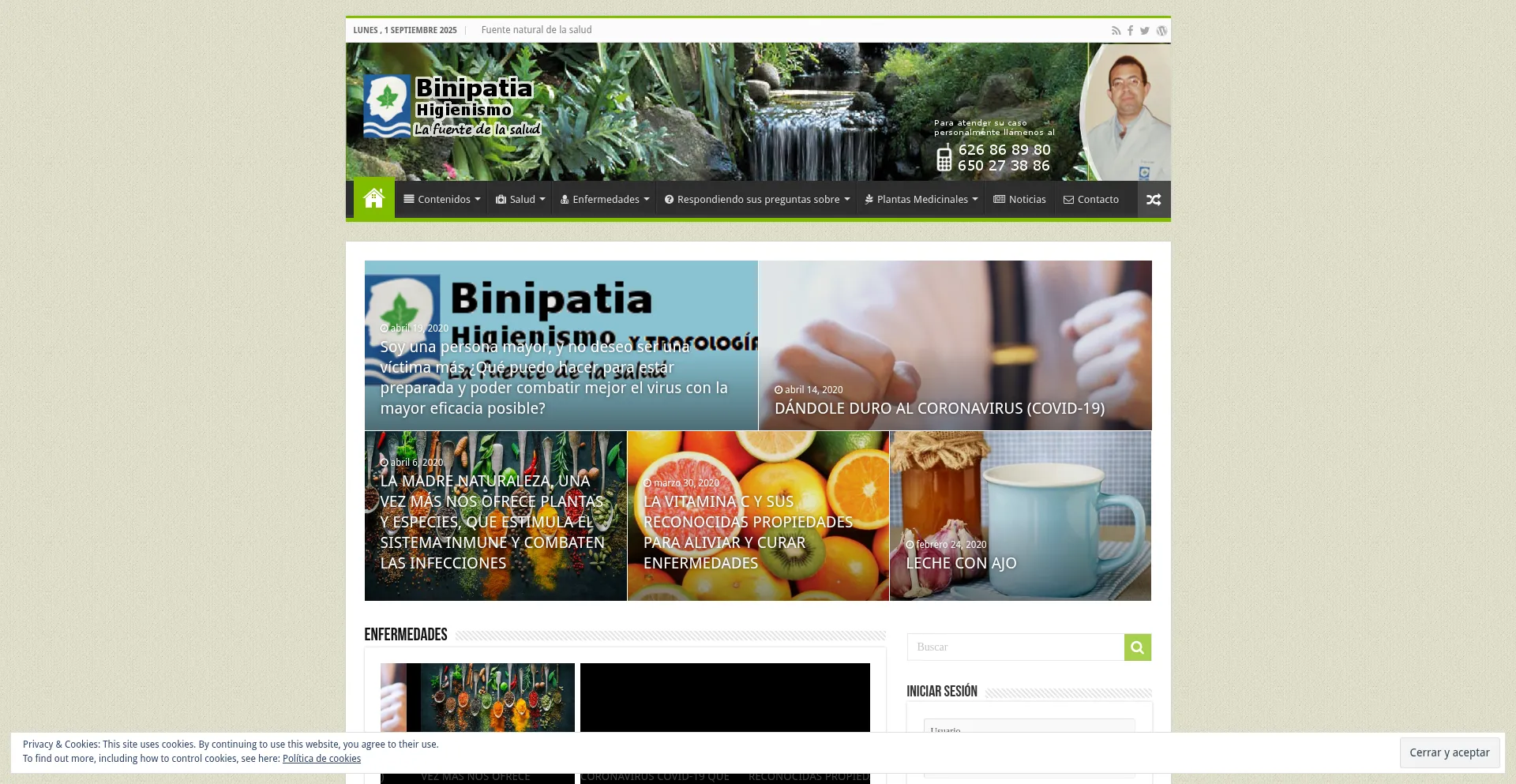 Website screenshot of Binipatia.com